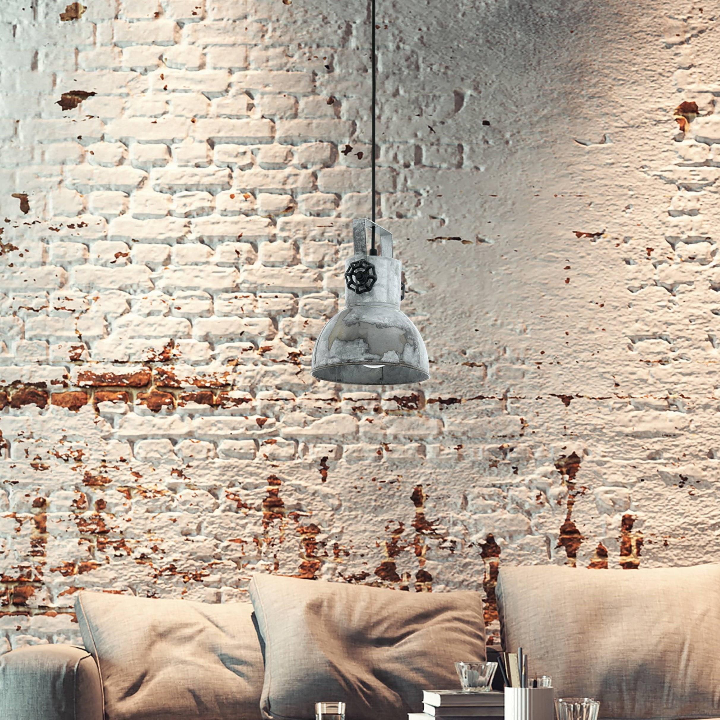 Eglo Barnstaple Vintage Industrial Ceiling Light - Distressed Steel Pendant Lamp for Farmhouse, Loft & Restaurant Lighting
