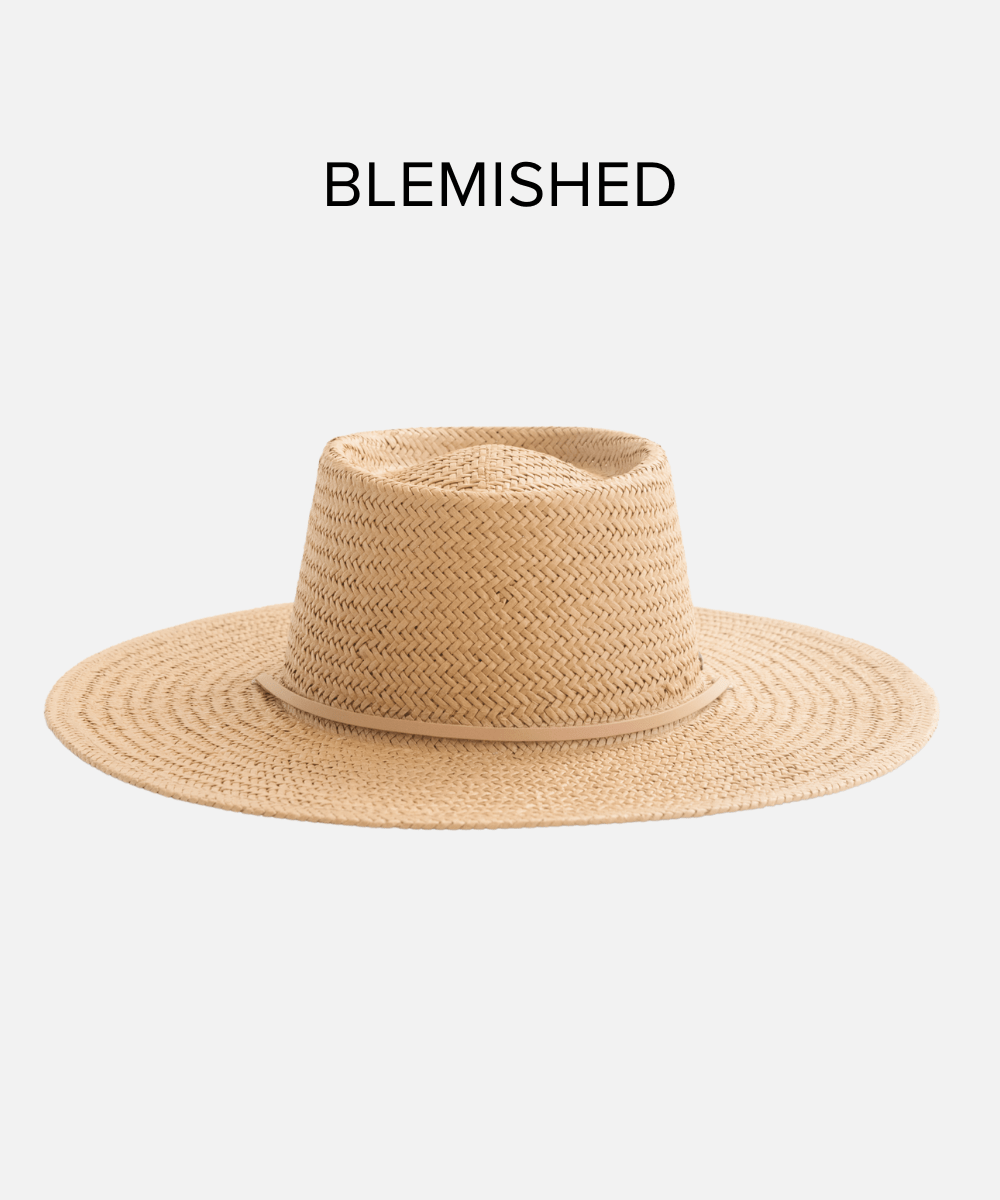 Aiden Straw Pork Pie Hat - Natural BLEMISHED Vintage Style Fedora for Men & Women - Perfect for Outdoor Events, Music Festivals and Fashion Outfits