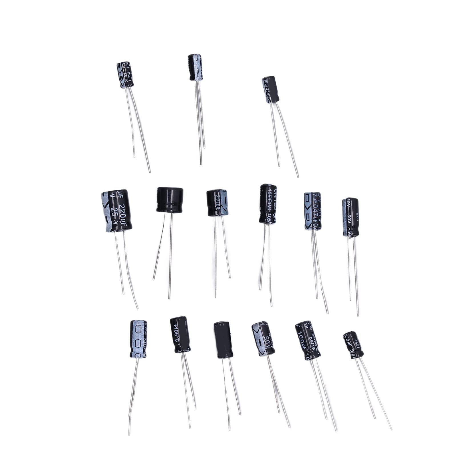 High-Quality 215Pcs Electrolytic Capacitor Kit (0.1uF-330uF, ±20% Tolerance) - Stable 15 Value Assortment for TV, Radio & Electronics Repair | DIY Projects, Circuit Board Replacement, Home Appliance Maintenance
