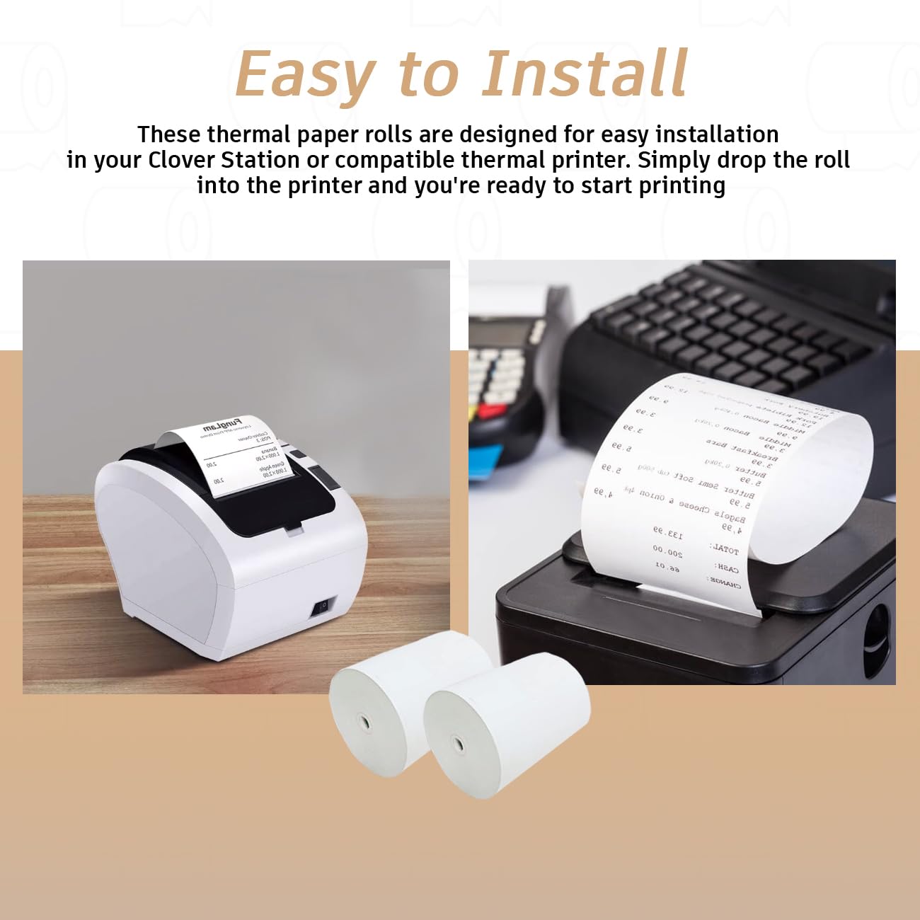 3 1/8 x 190 Thermal Receipt Paper Rolls - Compatible with Clover, Square, Toast POS Systems & TM-T88/TSP Printers (30 Rolls) - Ideal for Retail Stores, Restaurants & Small Businesses