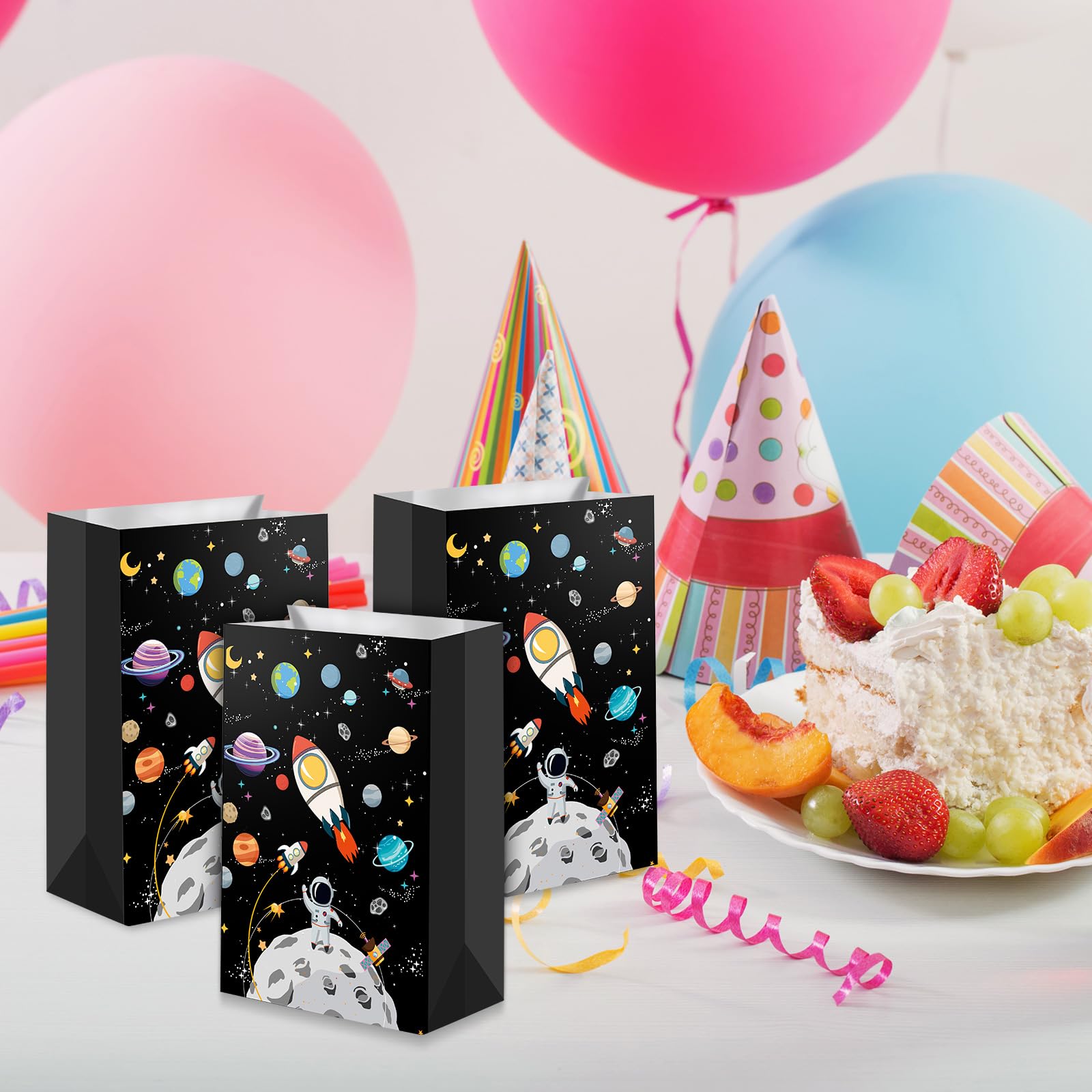 Outer Space Themed Gift Bags for Kids - 50 Pack Galaxy Planet Party Favors, Treat Goodie Bags for Birthday, School Events & Space Themed Celebrations - Perfect for Classroom Rewards, Birthday Party Supplies & Astronaut Costume Accessories