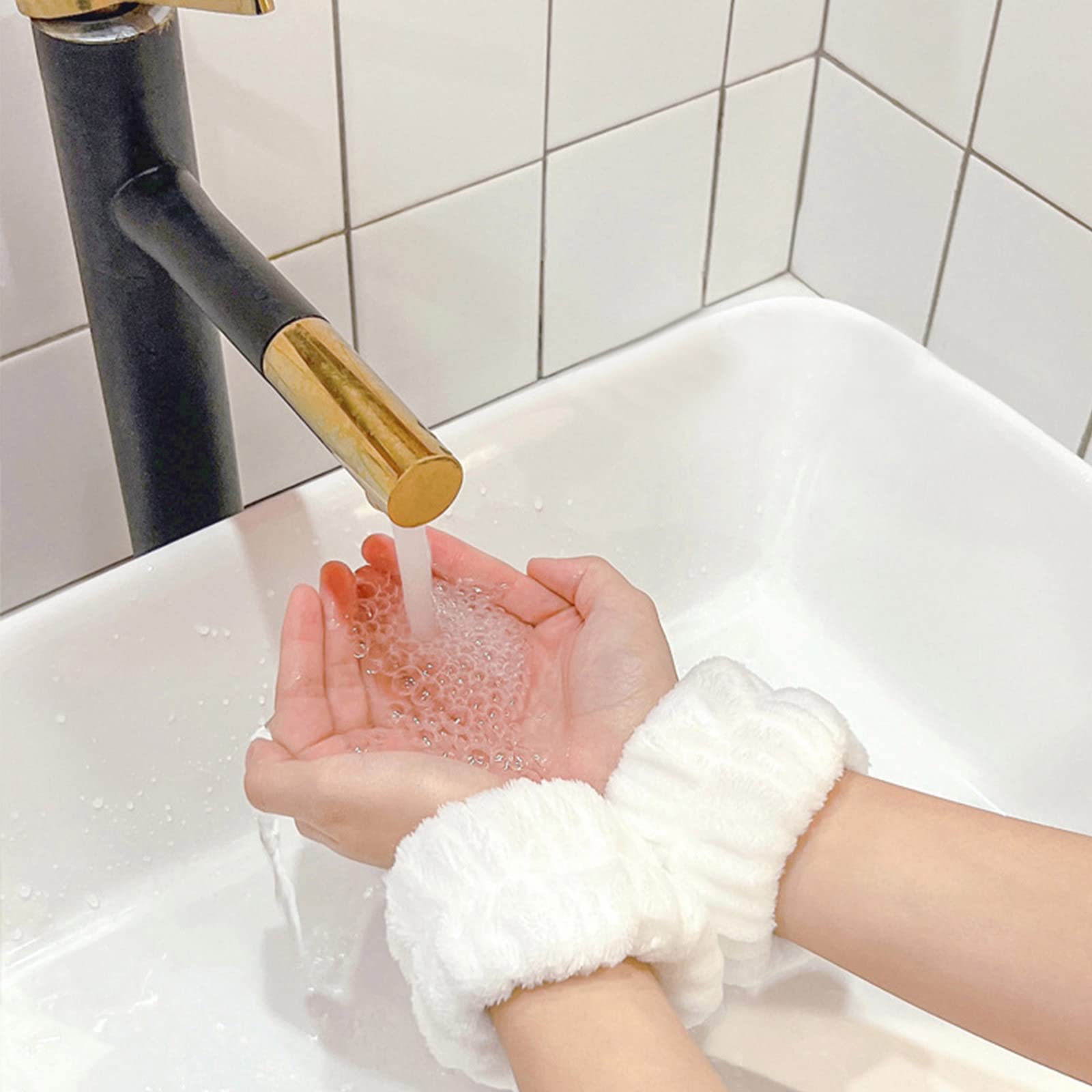 Puffy Spa Headband & Wrist Washband Set for Women - Soft Bubble Makeup Headband & Wristband for Skincare, Washing Face & Shower (Pink) - Perfect for Facial Routine, Spa Day & Beauty Care