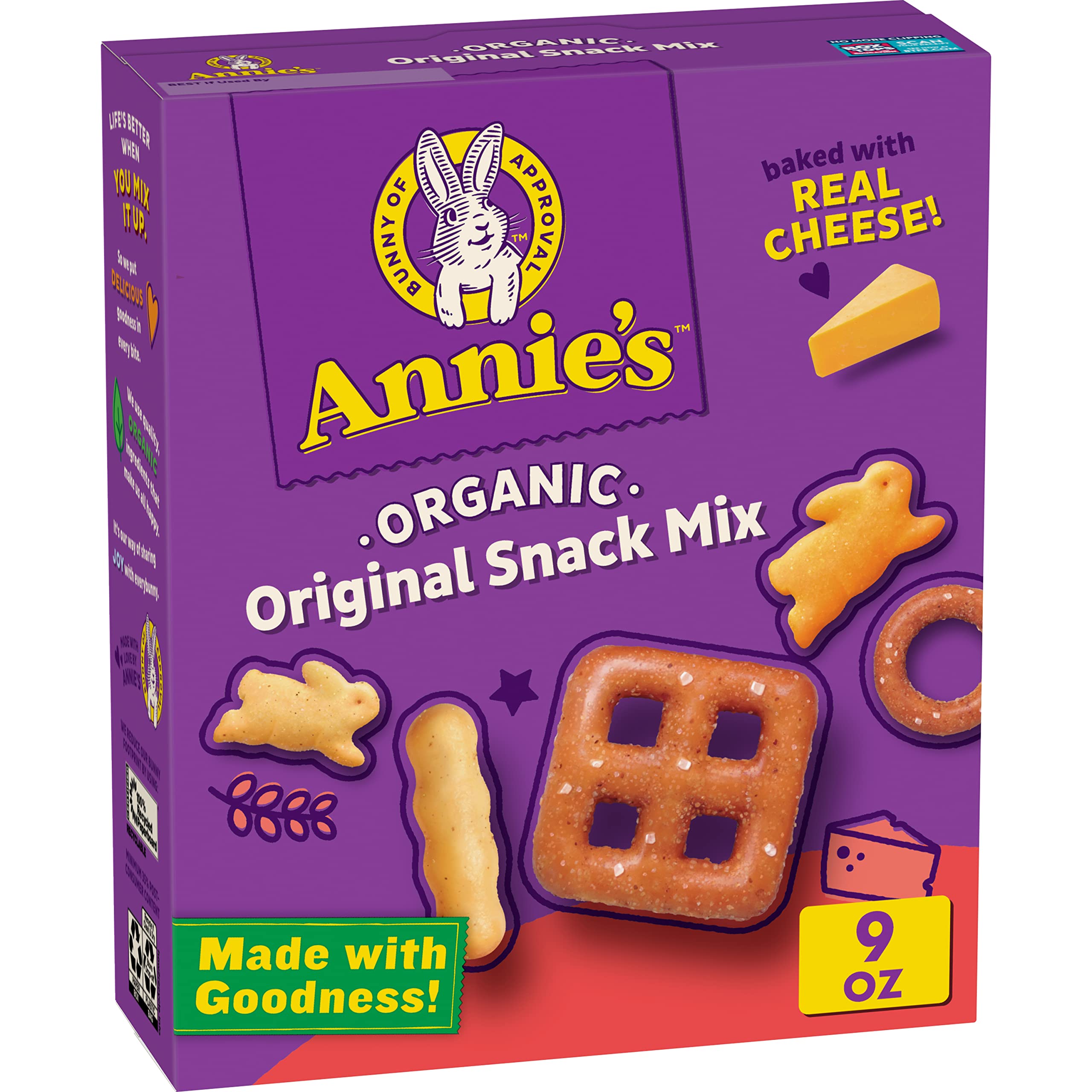 Annie's Organic Snack Mix - Assorted Crackers & Pretzels, 9 oz (Pack of 12) | Healthy Kids Snacks, School Lunch Box, Party Favors & On-the-Go Treats
