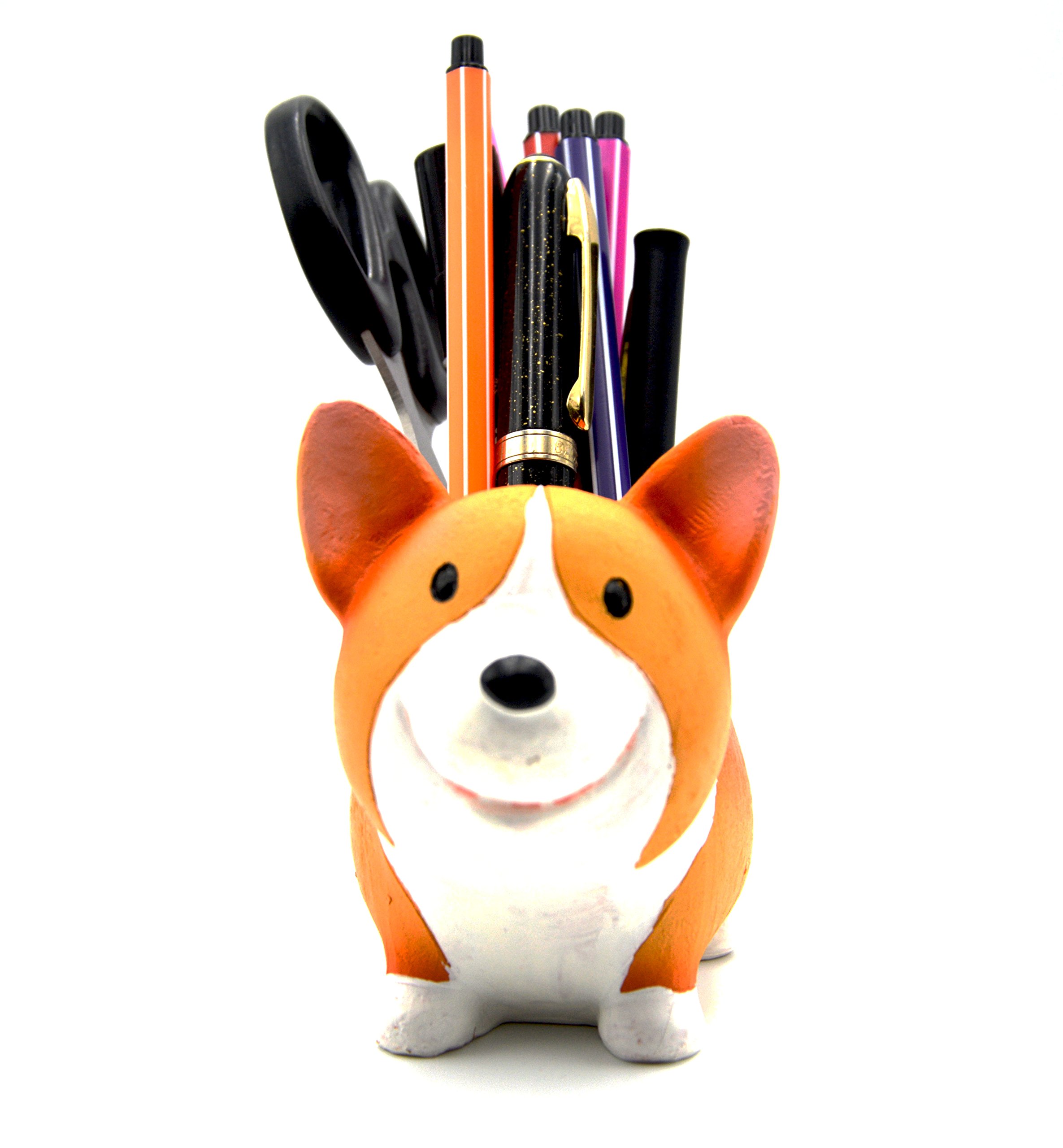 Cute Corgi Pen & Pencil Holder - Stylish Desk Organizer for Office & School Supplies, Brush Storage, Succulent Plant Pot - Perfect Gift for Coworkers & Students | Home & Office Decor