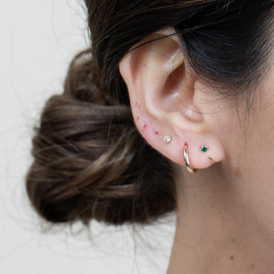14K Solid Yellow Gold Emerald Ear Cuff - Elegant Cartilage Earring for Women - Perfect for Parties, Weddings & Everyday Wear