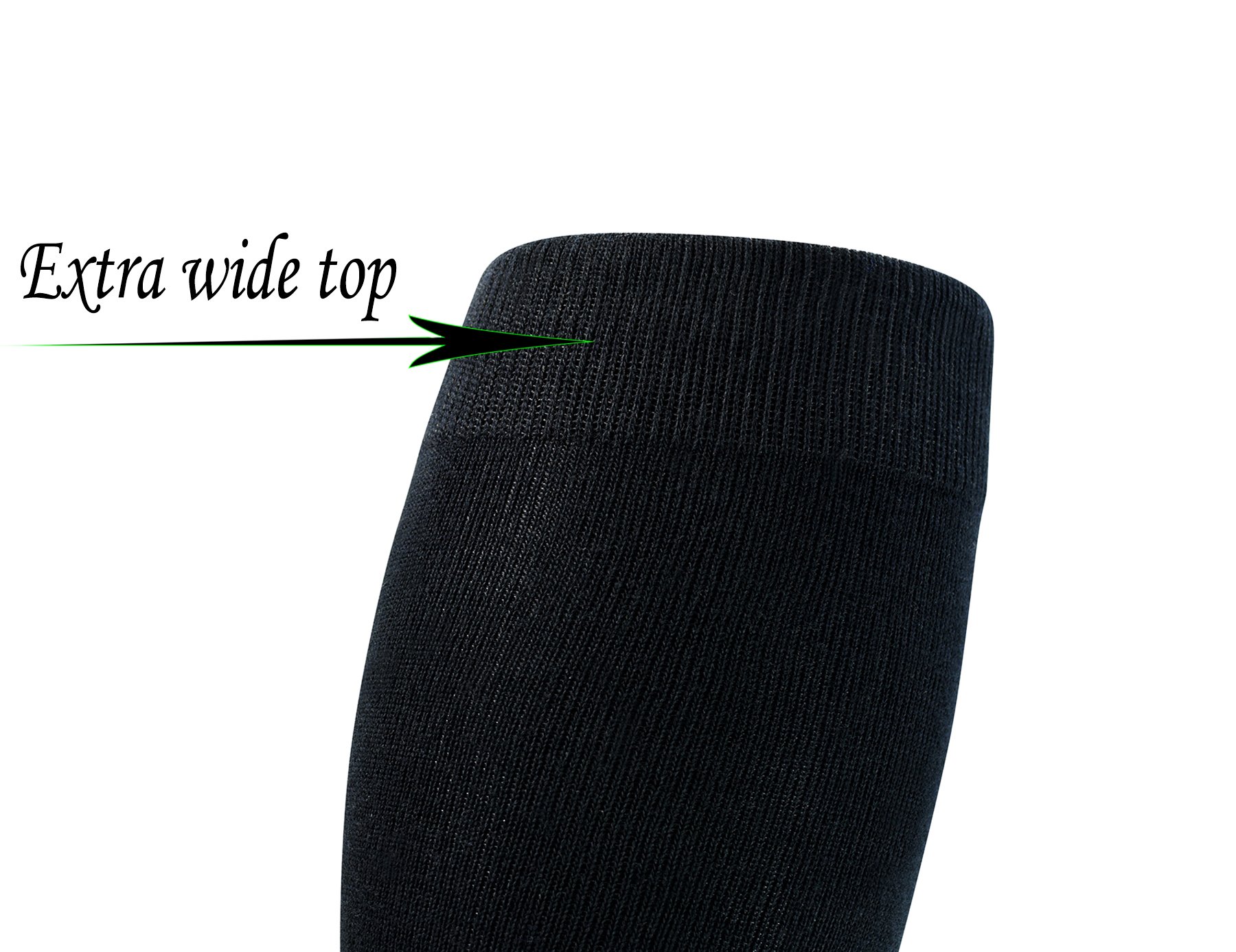 Yomandamor 4 Pairs Men's Bamboo Boot Dress Socks - Black, Extra Wide Top, Size 6-11 - Comfortable & Breathable for Office, Formal Wear & Dress Shoes