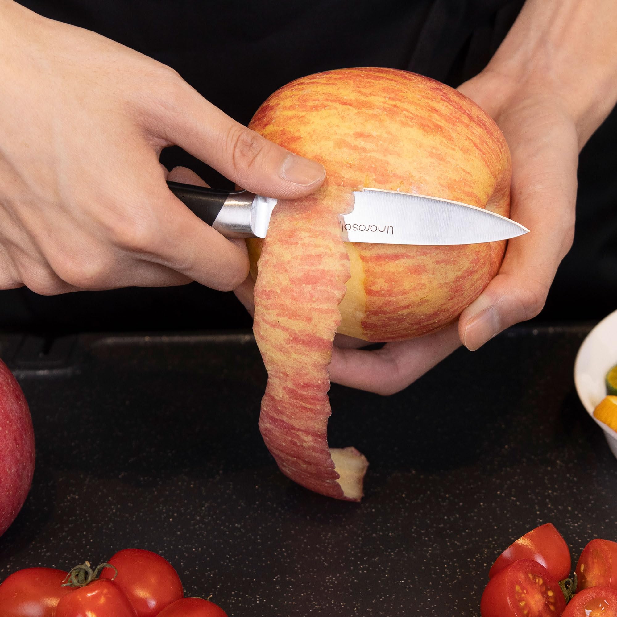 Linoroso 3.5 Inch Paring Knife - Sharp German Stainless Steel Fruit & Vegetable Knife with Ergonomic Handle & Gift Box - Perfect for Peeling, Slicing & Kitchen Prep