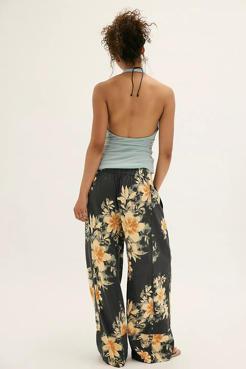 Days End Linen Printed Pull On Pants - Soft Elastic Waist Comfortable Lounge Pants for Women, Black Combo - Perfect for Yoga, Home Wear & Casual Outings