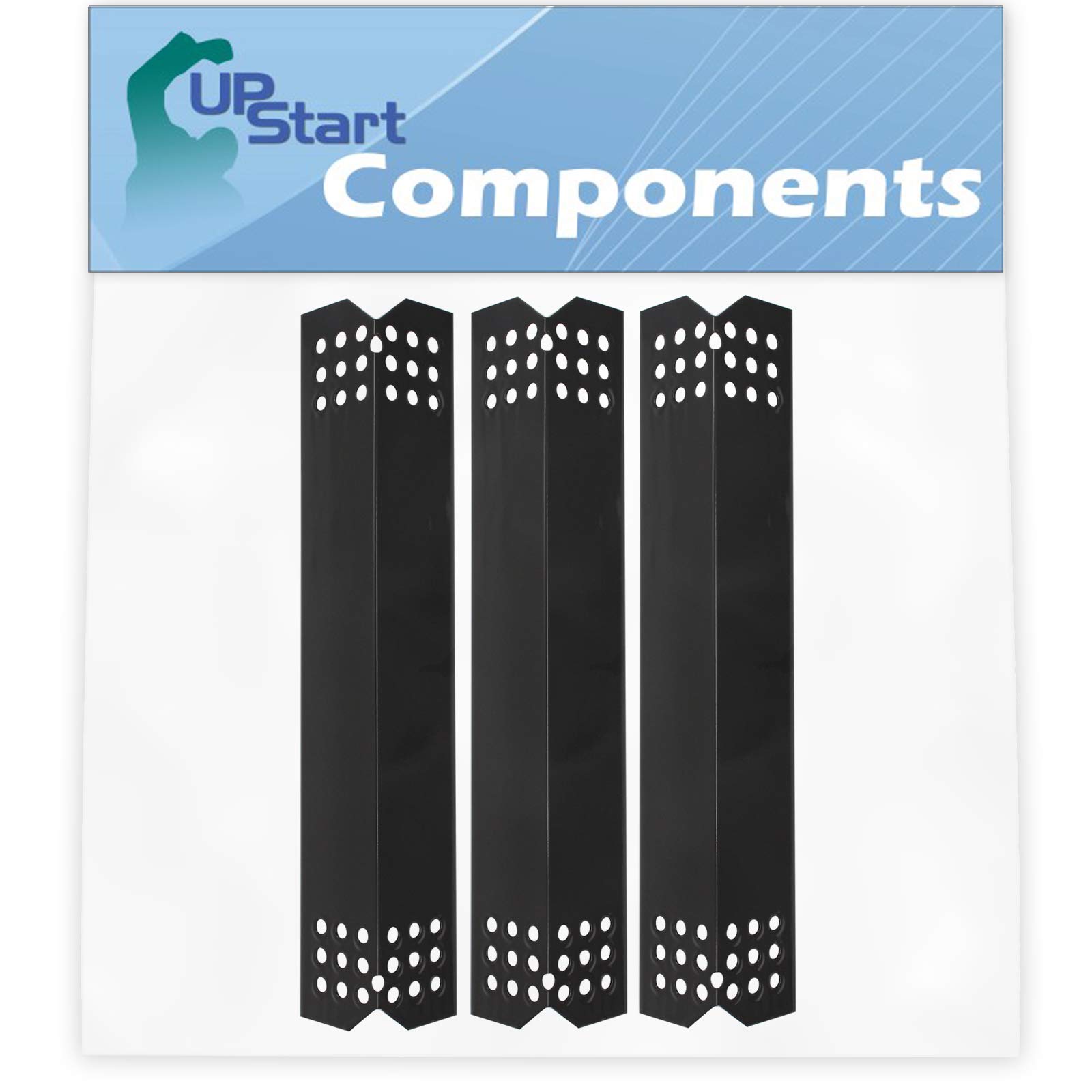 3-Pack BBQ Grill Heat Shield Plate Tent Replacement Parts for Uberhaus 7800003 - Compatible Stainless Steel Flame Tamer, Guard, Deflector, Flavorizer Bar & Burner Cover (14 9/16
