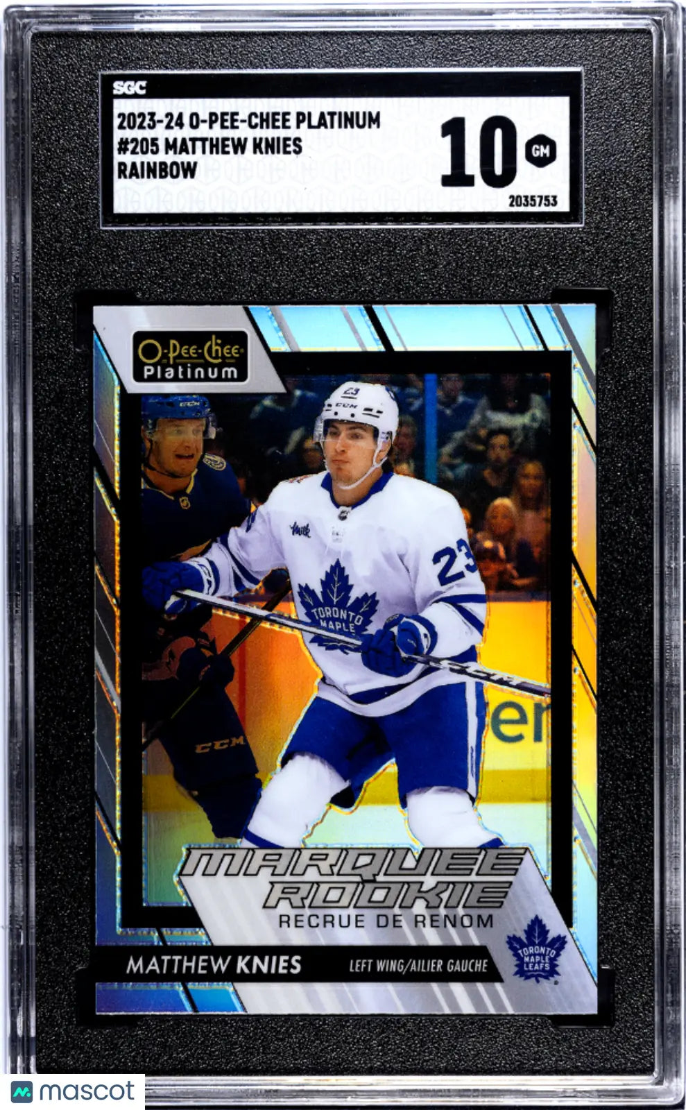 2023-24 O-Pee-Chee Platinum Matthew Knies Marquee Rookie Rainbow Hockey Card - SGC 10 Gem Mint - Perfect for NHL Collectors & Hockey Memorabilia Displays