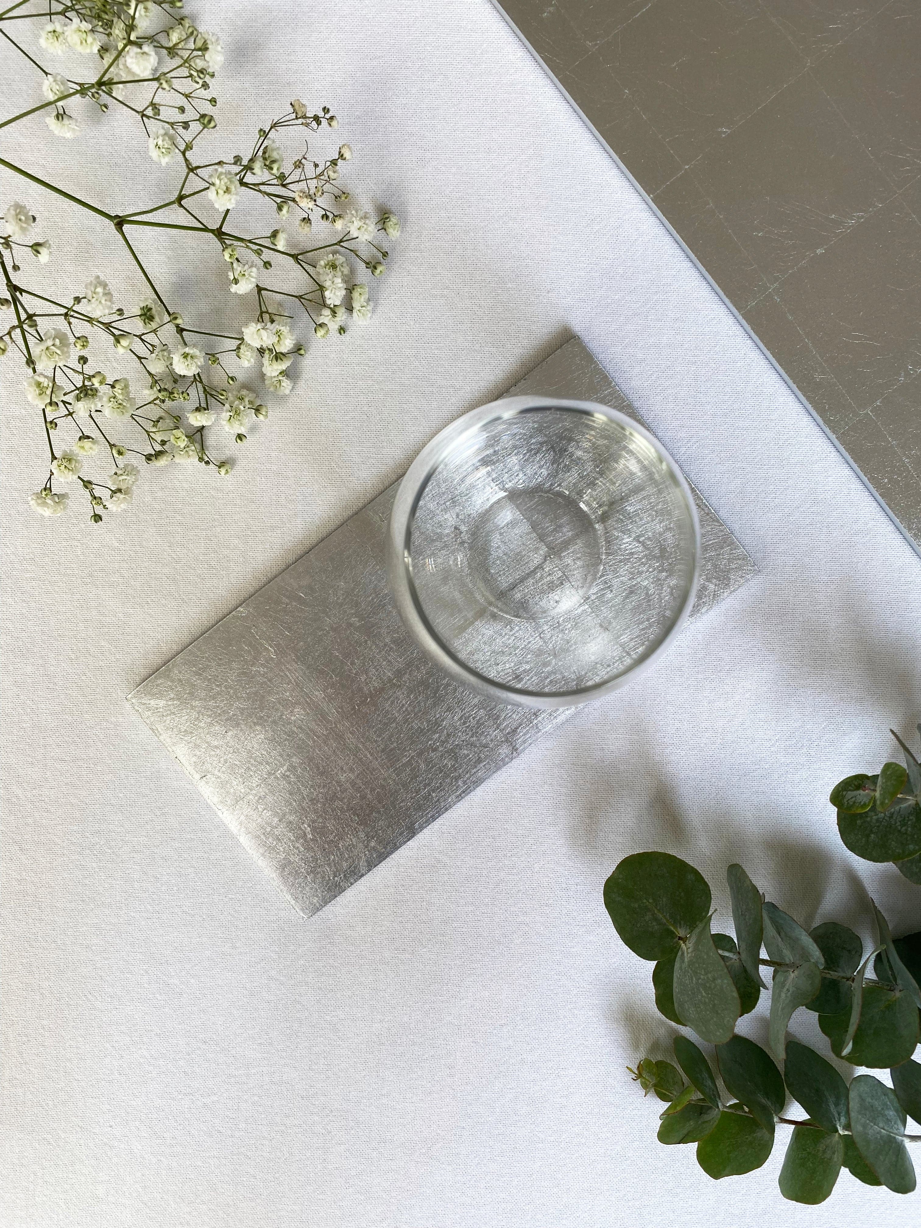 Silver Leaf Double Coaster Set - Elegant Drink Coasters for Coffee & Wine - Perfect for Home, Office, and Party Use