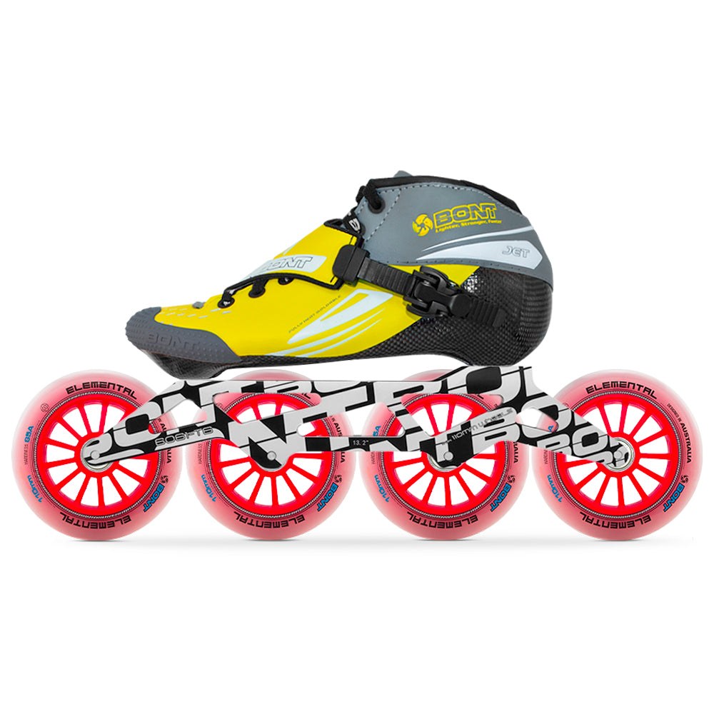 Bont Jet Unity Elemental Inline Speed Skates - Fluorescent Yellow/Grey - Professional Roller Skates for Racing & Training - Perfect for Indoor & Outdoor Speed Skating Competitions
