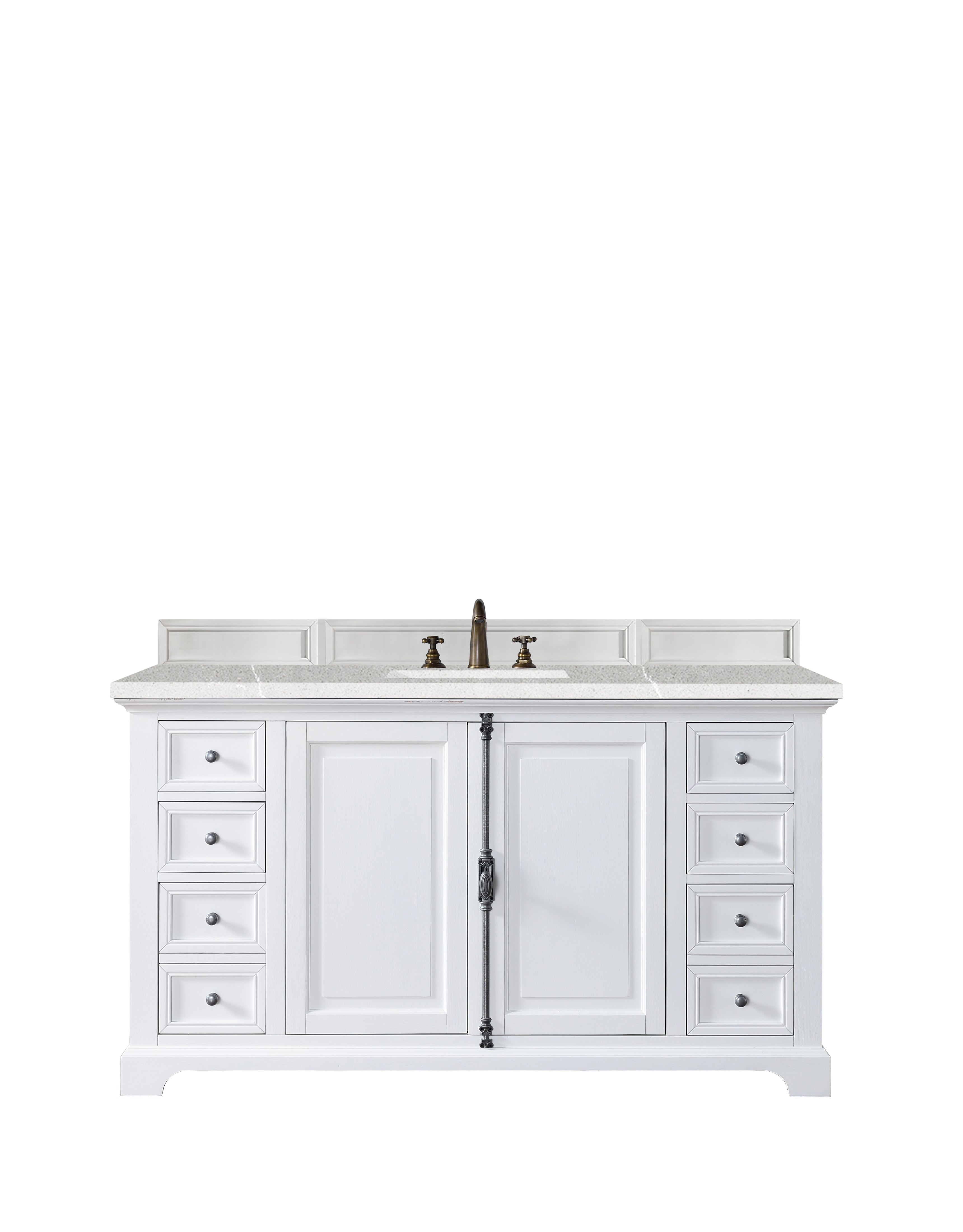 Providence 60 Inch Single Bathroom Vanity Cabinet with 3CM Eternal Serena Quartz Countertop - Bright White Finish for Modern Bathroom Remodeling & Home Upgrade