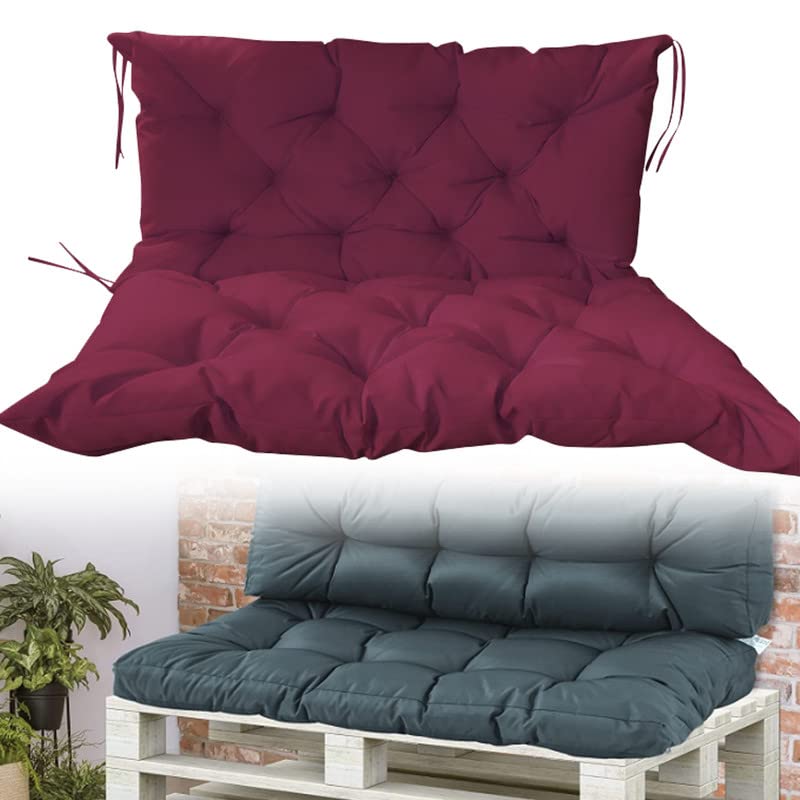 Premium 10cm Ultra Thick Garden Bench Cushion with Backrest & Ties - Comfortable Patio Chair Seat Cushion for 2-3 Seater Swing Chairs (Burgundy, 47.25x39.37 Inches) - Perfect for Outdoor Relaxation, Porch Swings, and Garden Decor