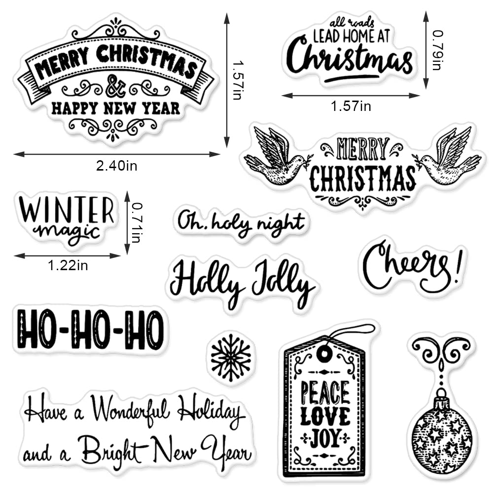 Christmas Clear Stamps for Card Making - Holiday Blessing Words Transparent Rubber Stamps for Scrapbooking, DIY Greeting Cards, Photo Albums & Paper Crafts - Perfect for Holiday Decorations, Gift Wrapping & Memory Keeping