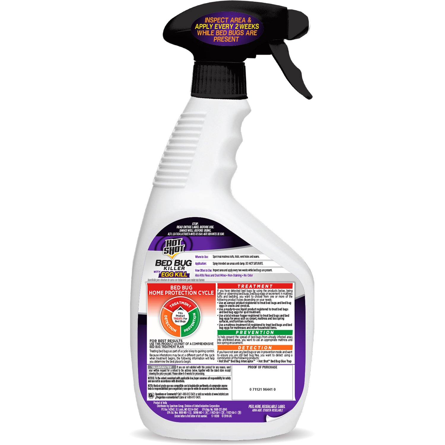 Hot Shot Ready-to-Use Bed Bug Killer Spray - 32oz Fast-Acting Formula Kills Bed Bugs, Eggs, Fleas & Dust Mites | Effective for Mattresses, Furniture & Travel Protection
