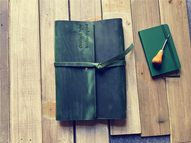Premium Refillable Green Leather Journal for Writing, Sketching & Note Taking - Perfect Gift for Writers, Artists & Students