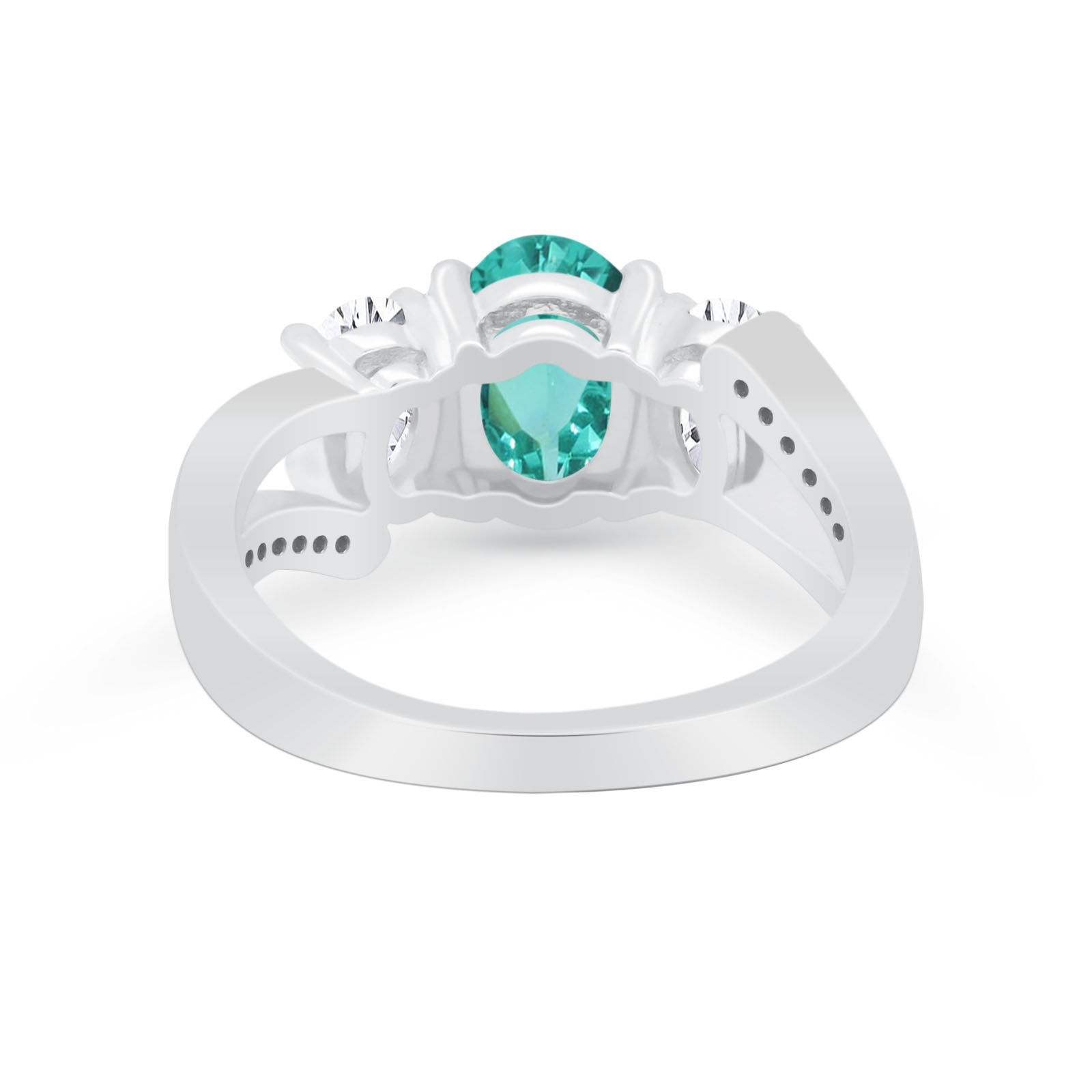 3 Stone Oval Wedding Ring - 925 Sterling Silver Simulated Cubic Zirconia Bridal Set for Engagement, Anniversary & Special Occasions