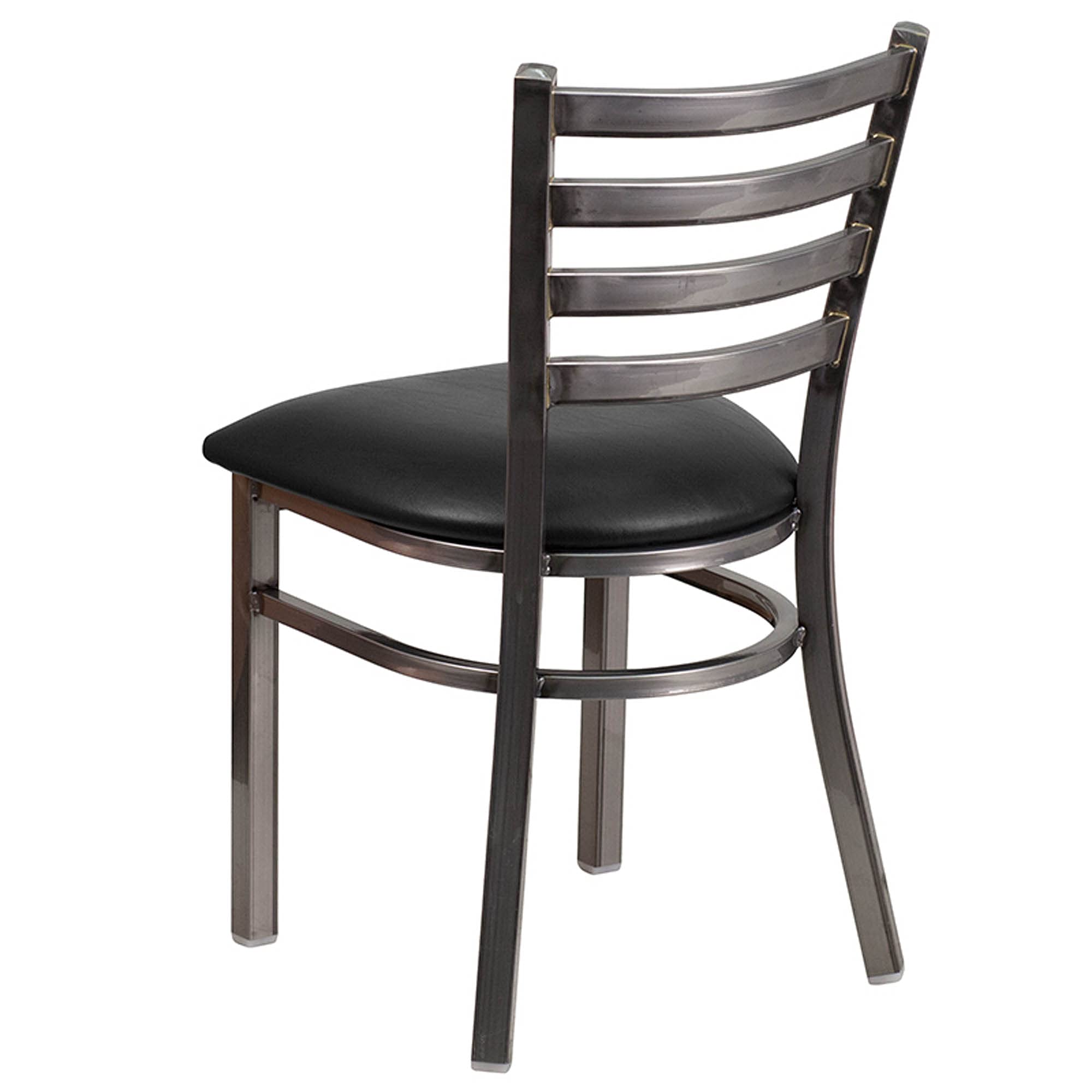 Flash Furniture 2-Pack HERCULES Series Metal Restaurant Chairs with Ladder Back Design - Black Vinyl Seat, Clear Coated for Durability - Perfect for Dining Rooms, Cafes, and Commercial Use