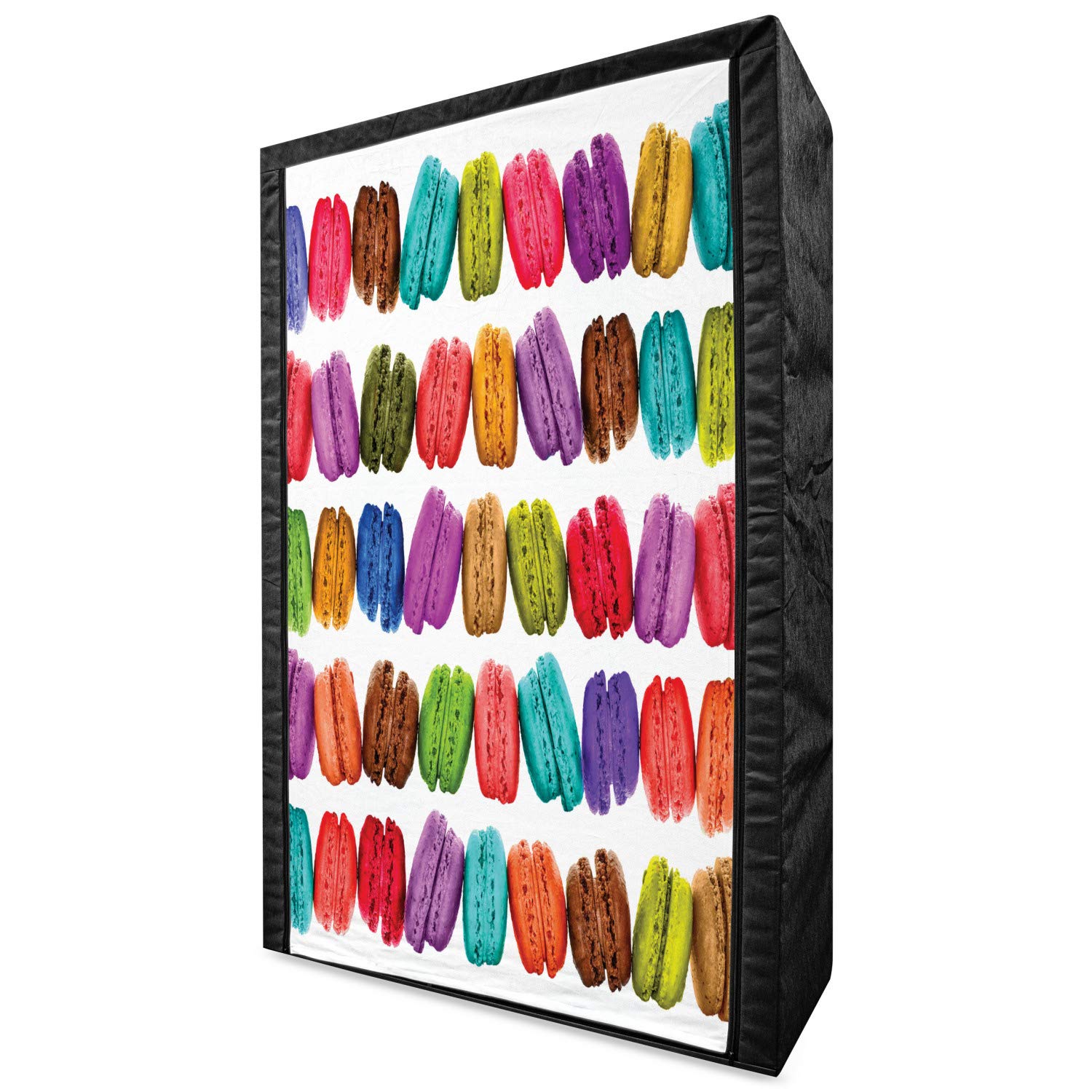 Ambesonne Colorful Portable Fabric Wardrobe - French Macarons Design Clothing Organizer with Shelves, 42.5 Inch Multicolor Storage Closet | Perfect for Bedroom, Dorm, Apartment & Travel Use