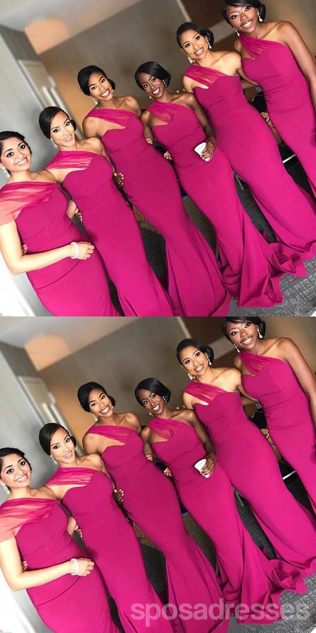 Elegant Hot Pink Mermaid One Shoulder Bridesmaid Dress - WG1238 | Affordable Formal Gown for Weddings, Prom & Special Occasions