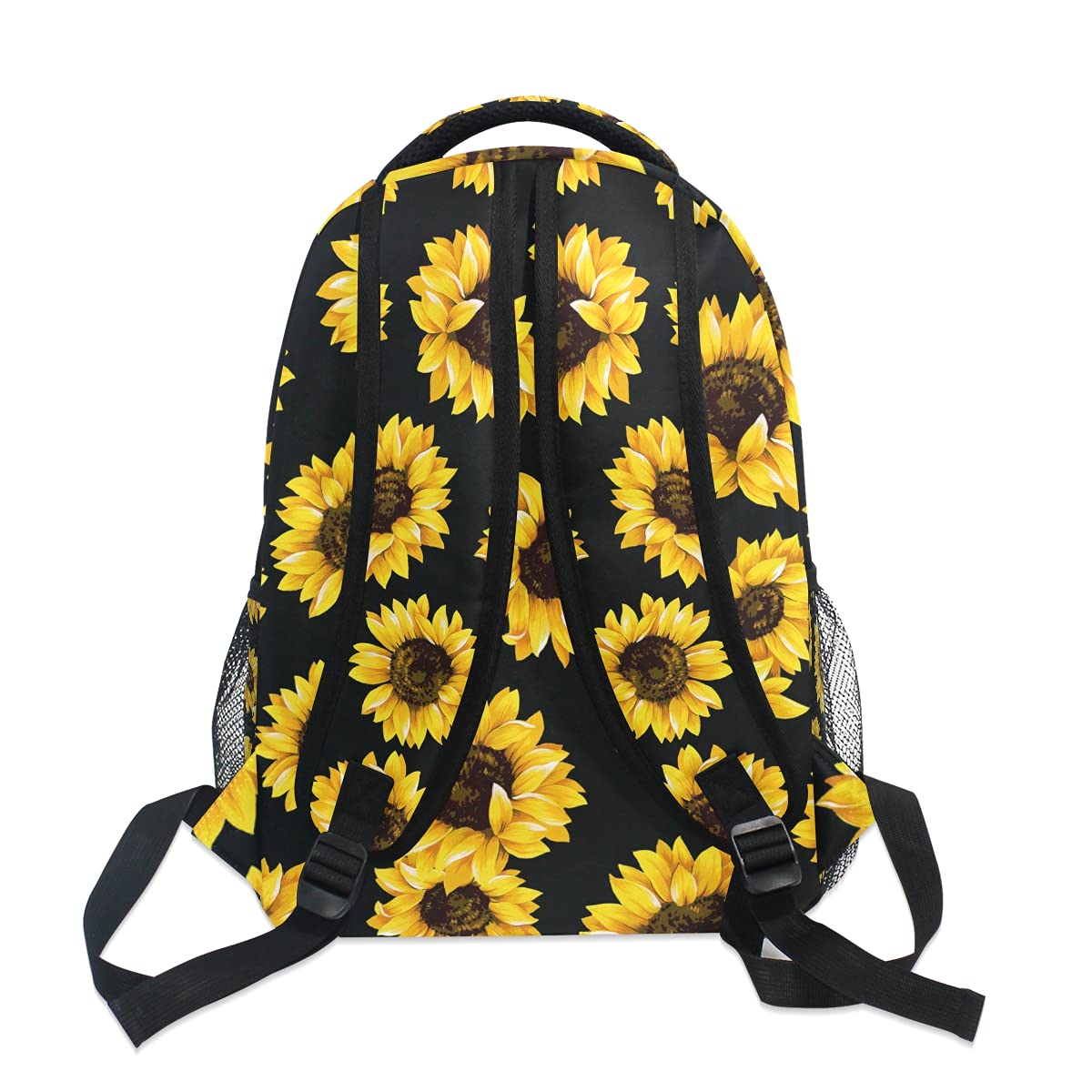 **Custom Black Sunflower Backpack for Girls & Teens - Personalized School Backpack with Name/Text - Durable & Stylish for School, Travel & Daily Use**