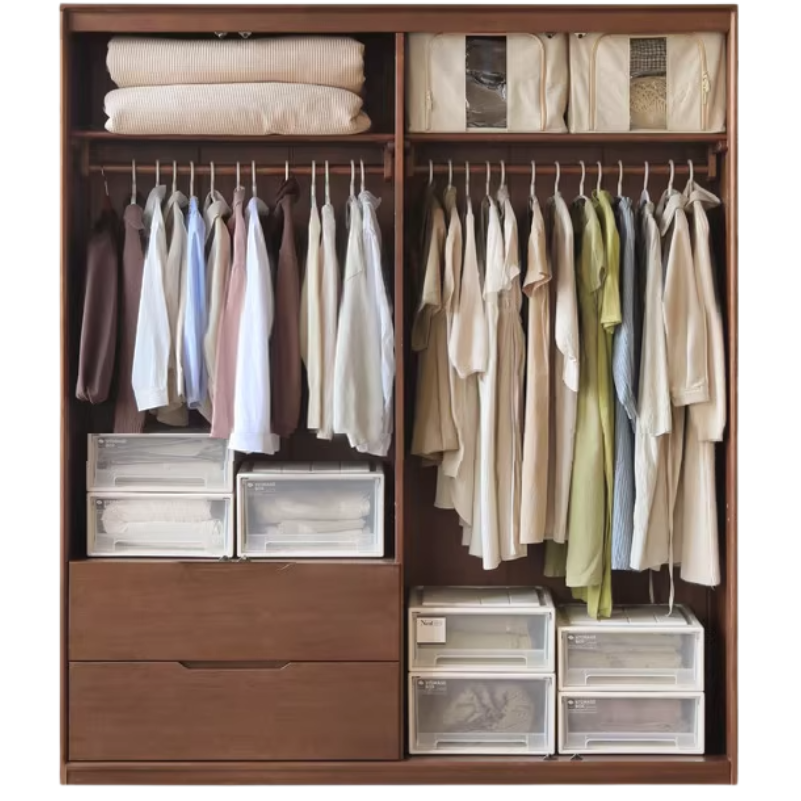 69.3x22.4x78.7 inch / 176x57x200сm /Rich Dark Walnut color/ (wardrobe (hanging + drawer)