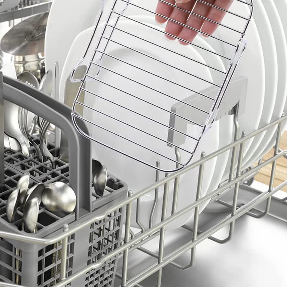 Louttary Air Fryer Rack for Ninja Dual Air Fryer - 2-Piece Stainless Steel Rack with 4 Skewers, Cleaning Brush & Clips - Compatible with Double Basket Air Fryers - Perfect for Grilling, Roasting & Baking Chicken, Vegetables & More