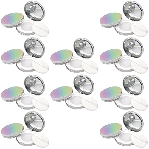 FRCOLOR 10 PCS Empty Loose Powder Case - DIY Makeup Powder Container & Sponge Compact Box for Travel & Professional Makeup Kit Organization