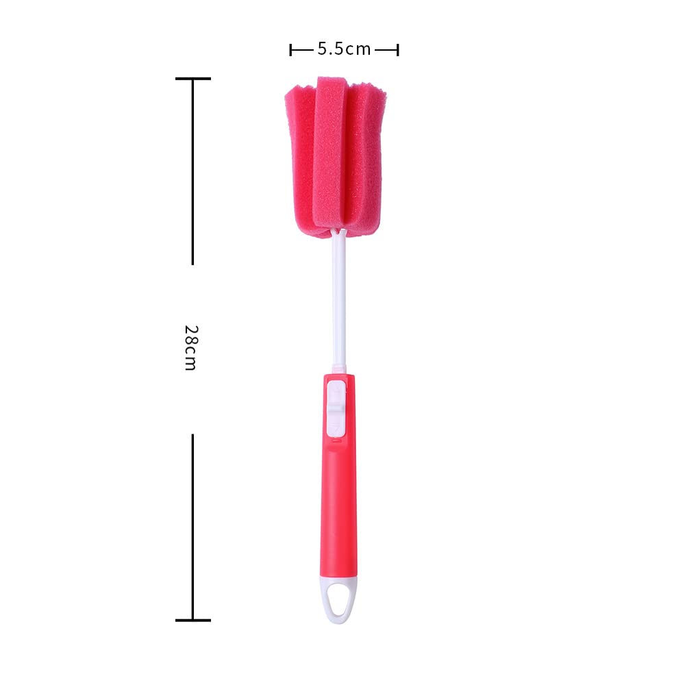 3PCS Long Handle Bottle Brush for Coffee Cups & Baby Bottles - Soft Sponge Cleaner for Narrow Neck Glassware