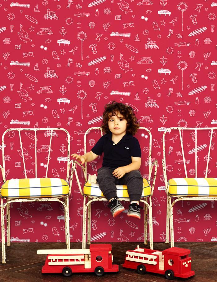 Nathan Turner 'Malibu' Wallpaper - Red Hot Tropical Design for Coastal & Bohemian Home Decor