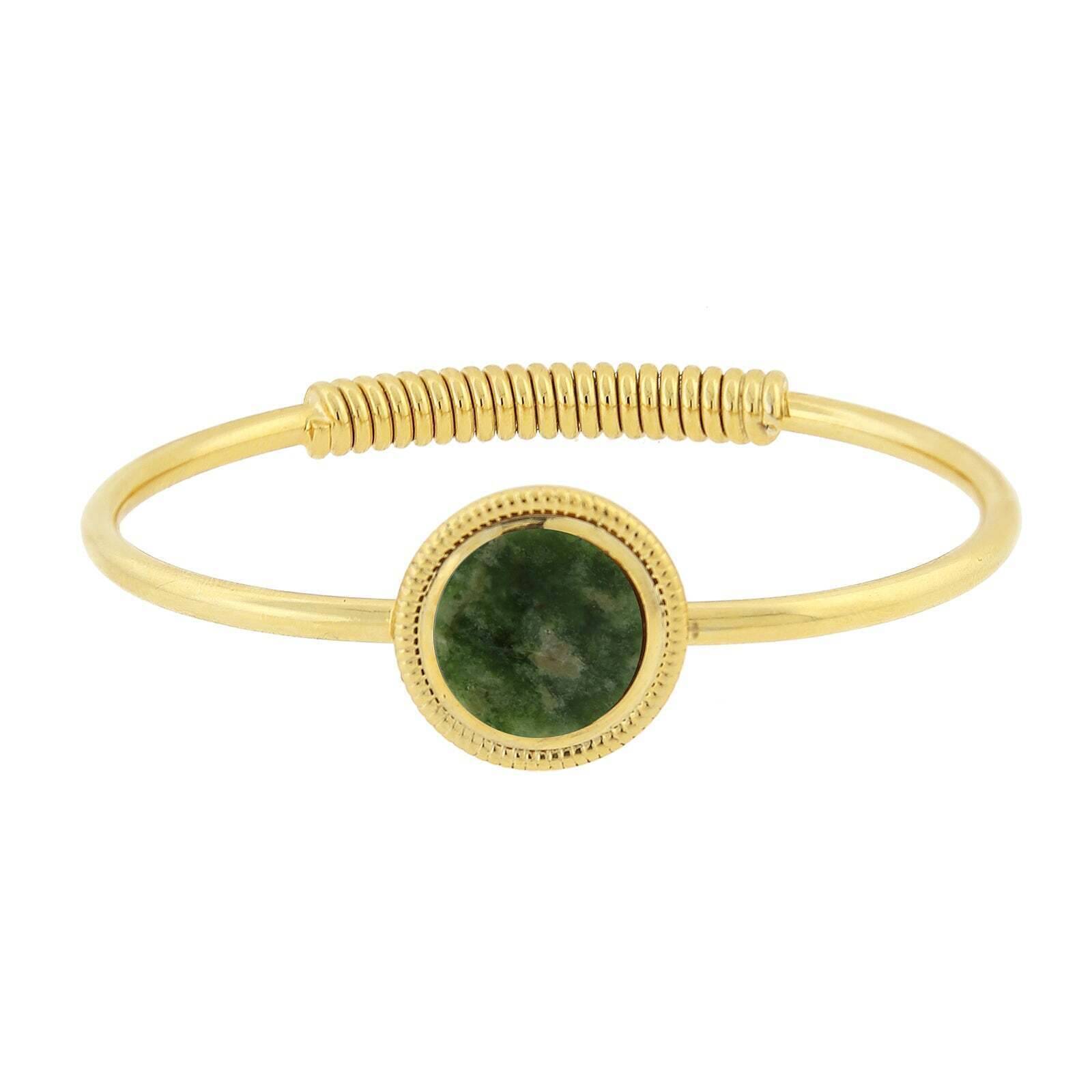 14K Gold Dipped Gemstone Spring Hinge Bracelet for Women - Elegant 1928 Jewelry Collection - Perfect for Weddings, Parties & Everyday Wear
