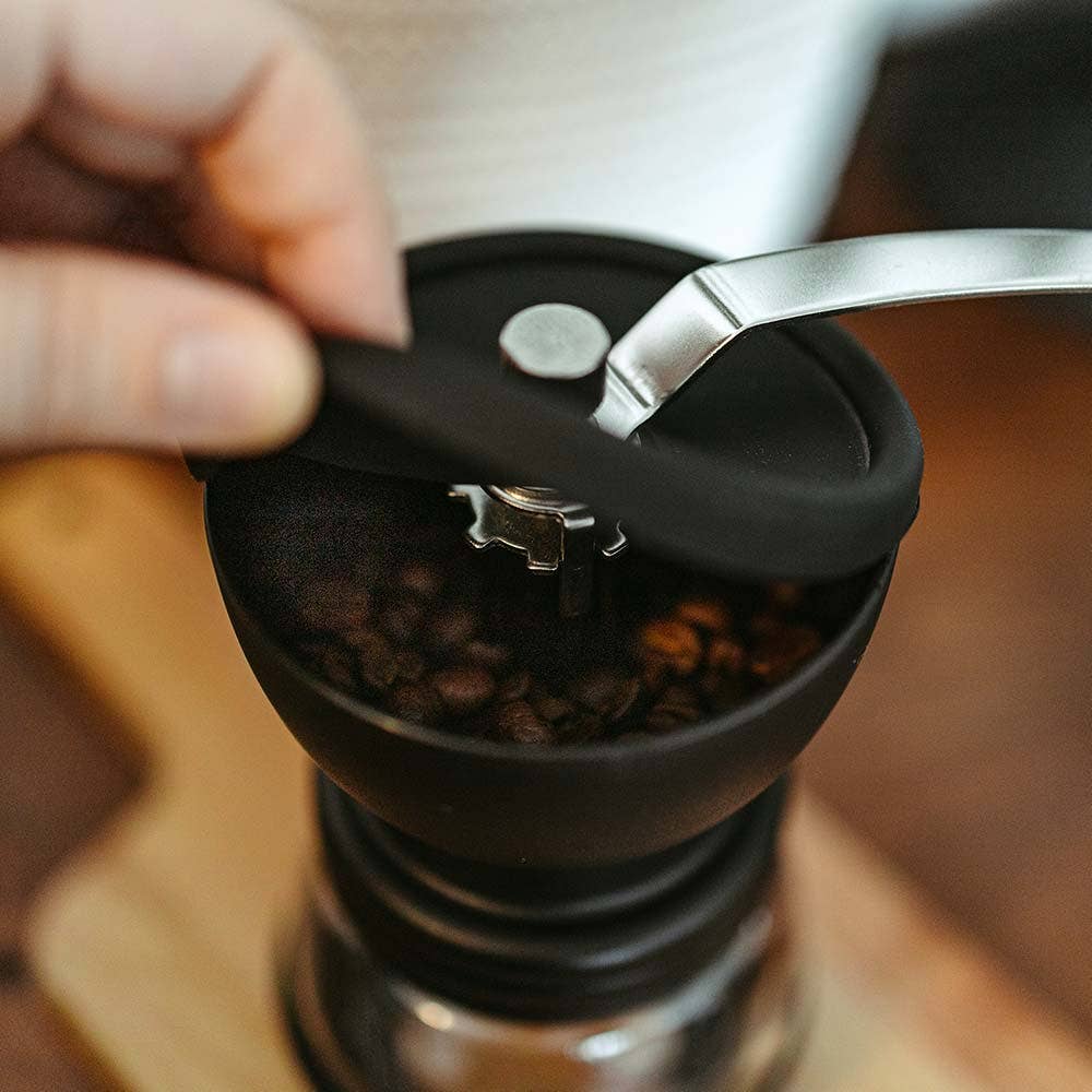 Premium Manual Ceramic Conical Burr Coffee Grinder - Adjustable Coarse to Fine Settings for French Press, Espresso & Pour Over - Portable Hand Crank Coffee Mill for Home, Camping & Travel