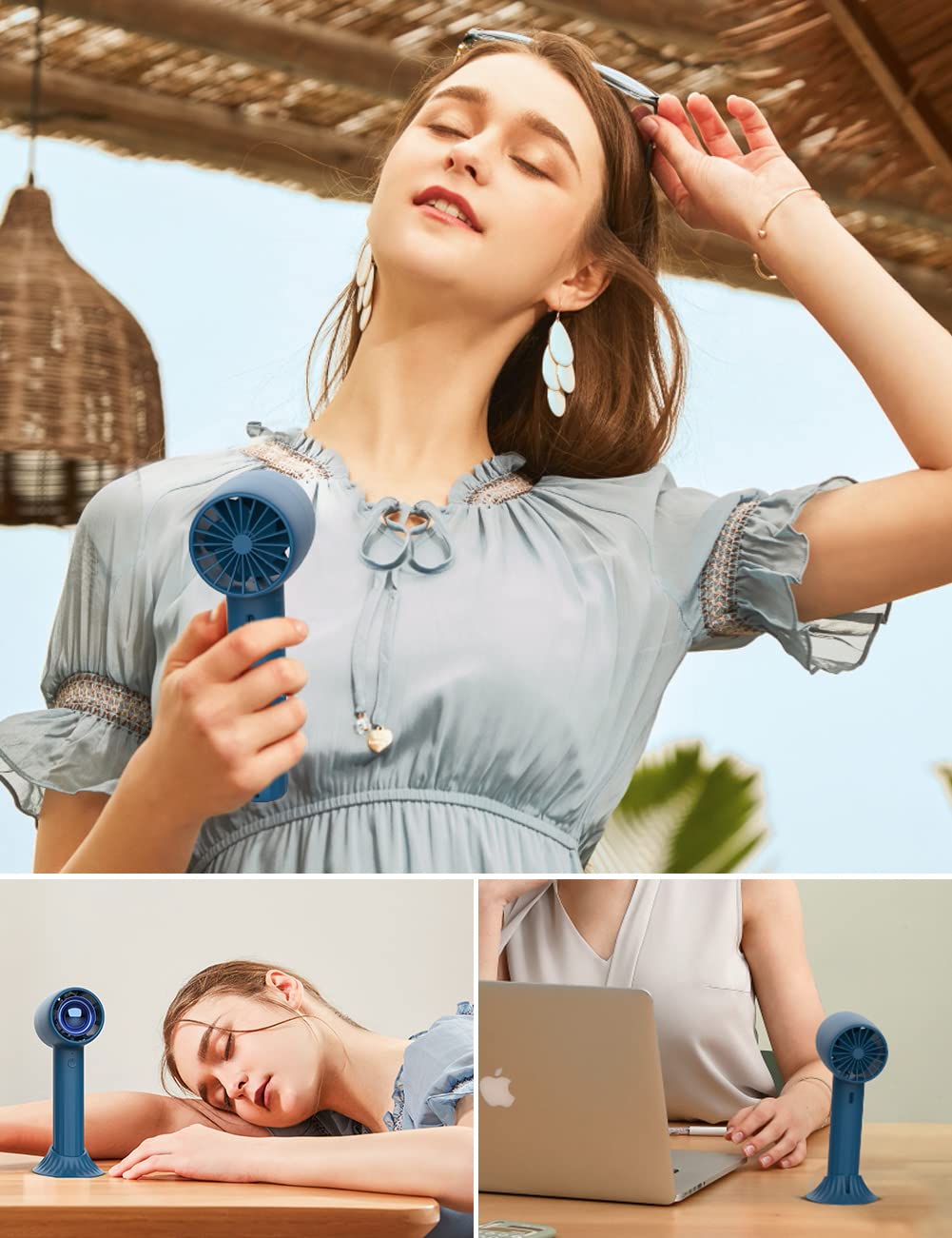 Portable USB Rechargeable Handheld Fan with Aromatherapy - 3 Speed Adjustable Mini Turbo Fan with Desk Stand | Personal Cooling Fan for Women, Travel, Makeup, Office, Outdoor & Indoor Use | Perfect for Summer, Gym, Camping and Daily Activities
