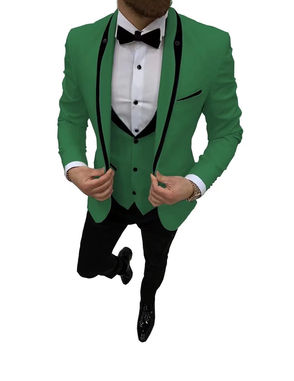 HUUTOE White Tuxedo Suit for Men - 3 Piece Slim Fit One Button Prom & Wedding Suit | Formal Evening Wear for Groom, Gala & Special Occasions