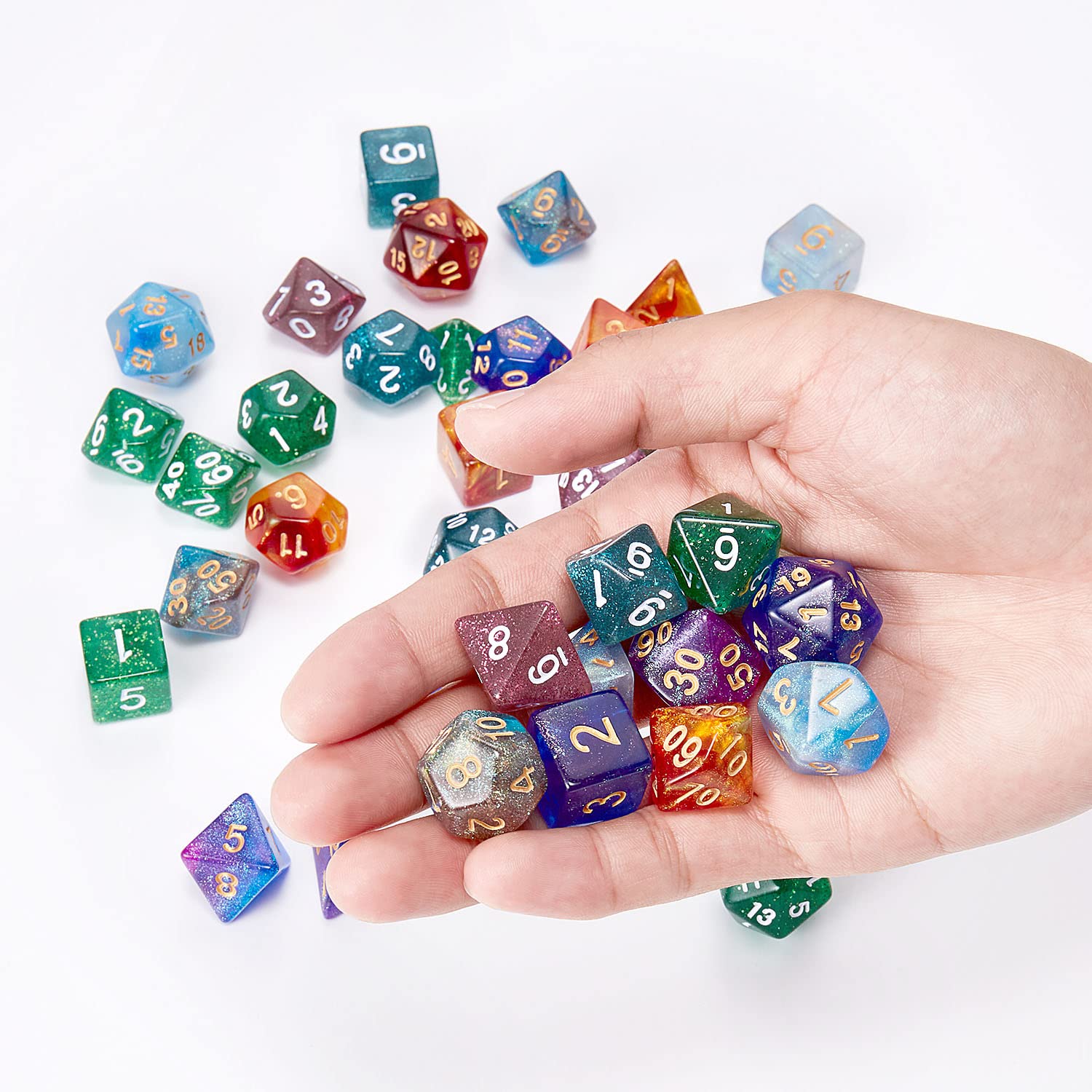 Coyeekn 7x7 Complete DND Dice Set (49 Pieces) - Polyhedral RPG Dice for Dungeons & Dragons, Pathfinder, MTG & Tabletop Games - Includes Storage Pouch - Perfect for D&D Campaigns, Game Nights & Roleplaying Adventures