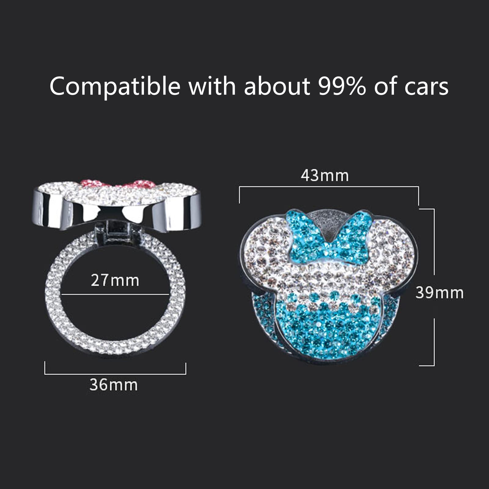 Cute Pink Crystal Car Push Start Button Cover - Bling Accessory for Women & Girls - Perfect for Car Interior Decoration