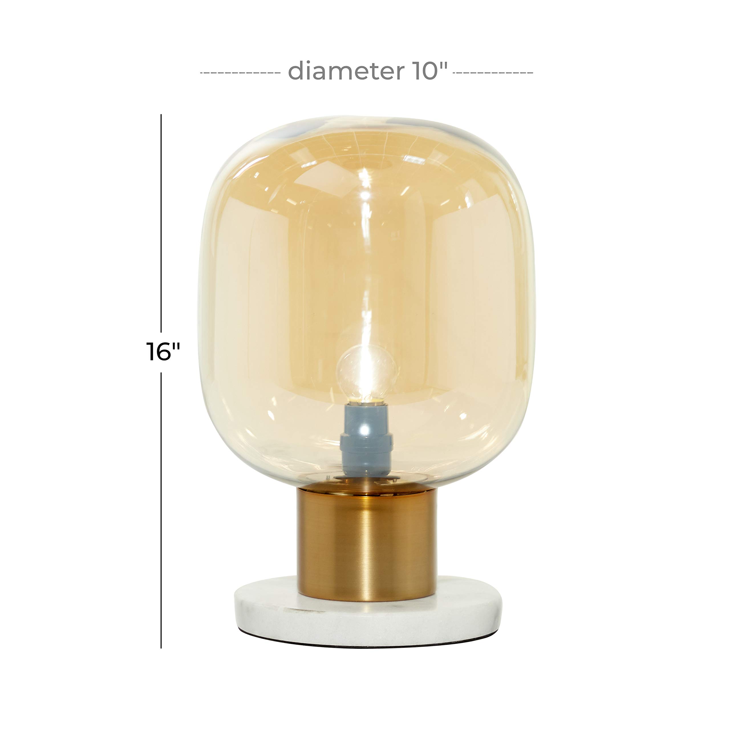 Deco 79 Modern Gold Metal Table Lamp with Clear Dome Shade & Marble Base - 10
