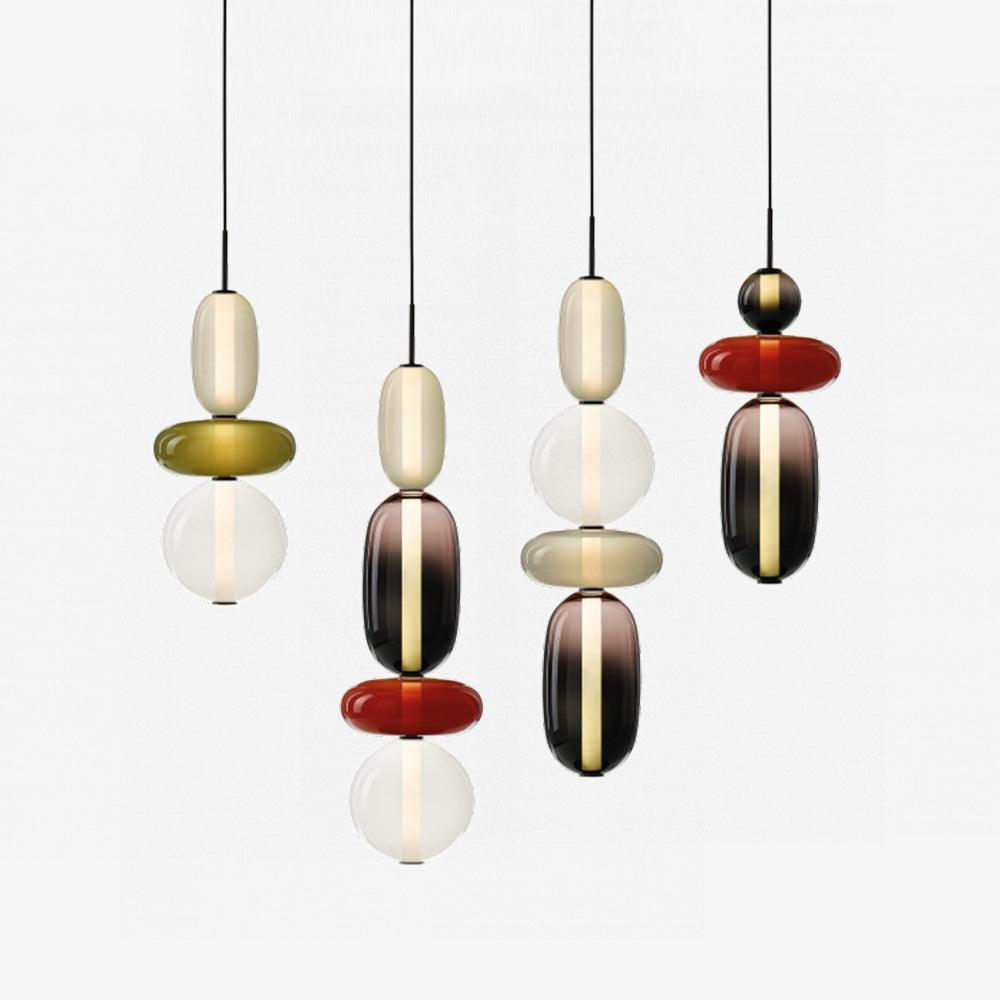 Stylish Candied Glass Pendant Light Set - Modern Hanging Fixture for Dining Room, Kitchen Island & Bedroom Decor