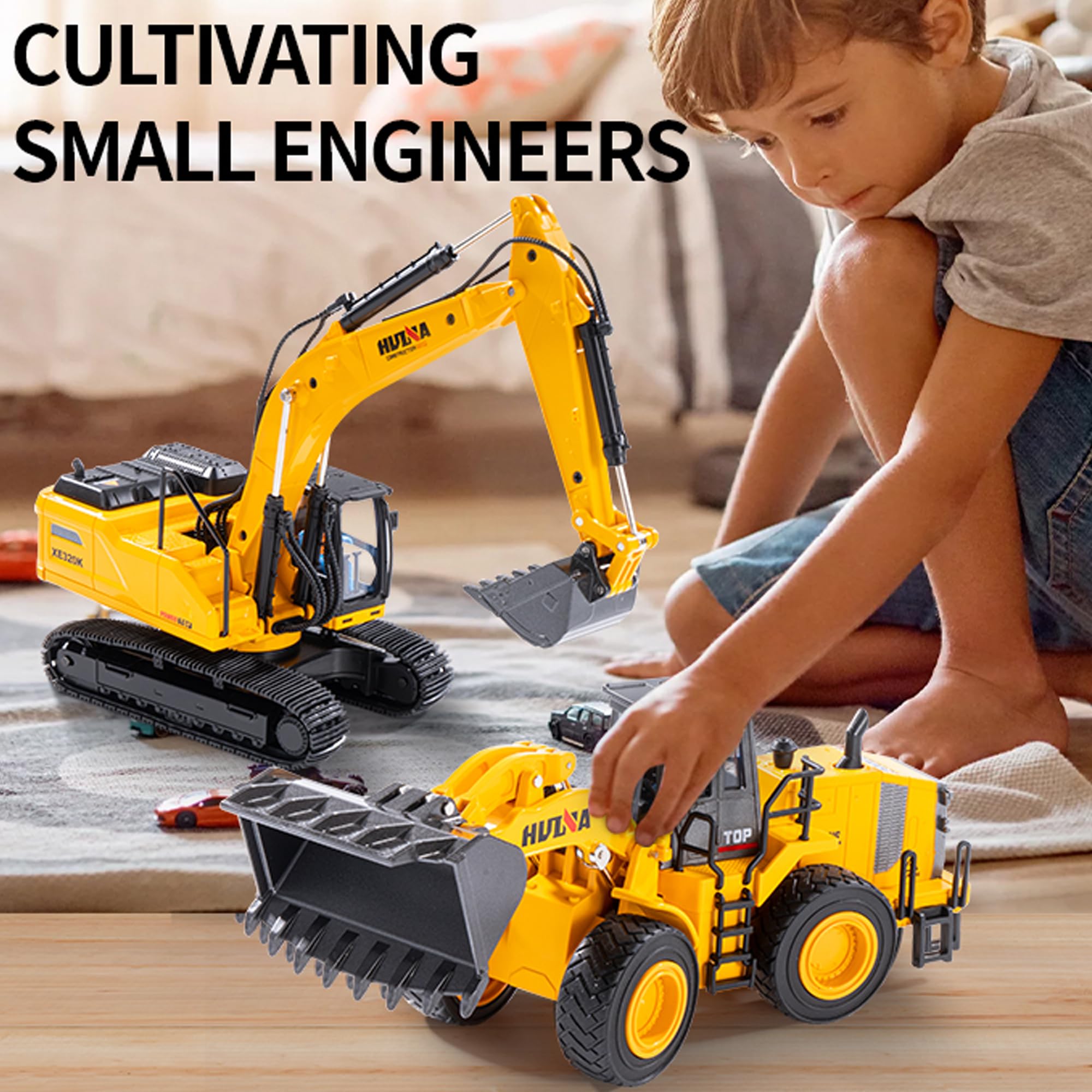 1/35 Scale Large Wheeled Loader Heavy Duty Construction Vehicle - Metal Bulldozer Toy for Kids, Realistic Engineering Vehicle for Outdoor Sandbox Play & Birthday Gift for Toddler Boys | Perfect for Construction Pretend Play, Sandbox Activities & STEM Learning