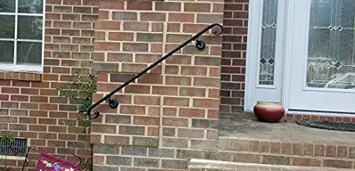 2' Scroll Wrought Iron Handrail with Adjustable Brackets - Elegant Staircase Railing for Indoor/Outdoor Home Safety & Decoration