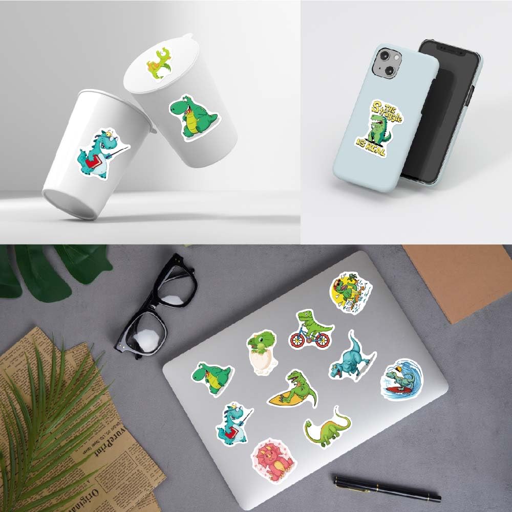200 Pcs Cute Dinosaur Stickers for Kids - Waterproof Vinyl Stickers for Water Bottles, Laptops, Notebooks - Fun Classroom Rewards & Elementary School Prizes - Perfect for DIY Crafts, Scrapbooking & Kids' Room Decor