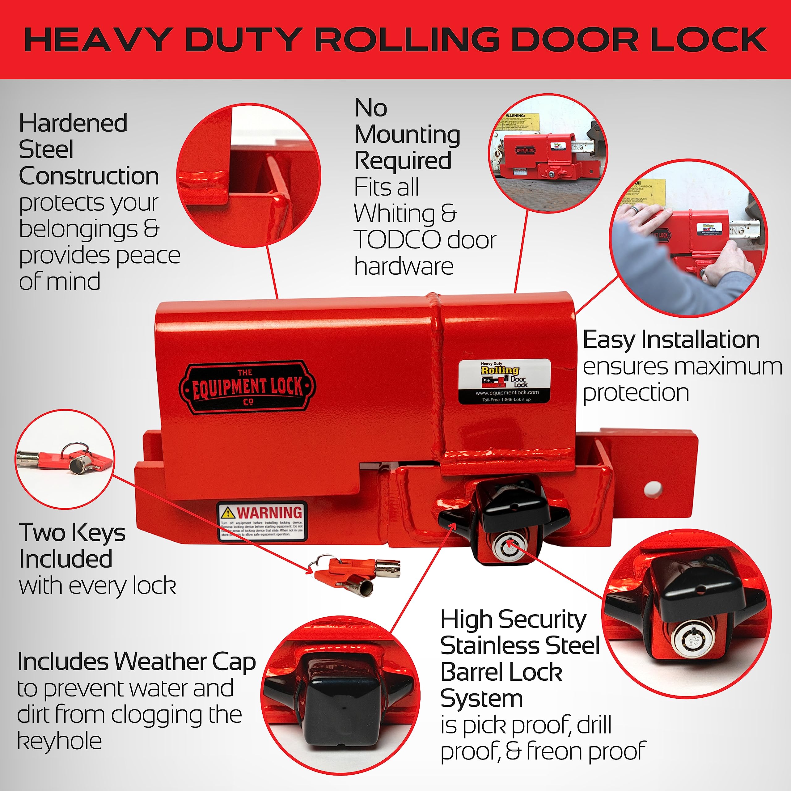 Heavy Duty Rolling Door Lock - Maximum Security Storage Container Lock for Box Trucks & Trailers - Keyed Differently for Enhanced Protection | Ideal for Warehouses, Shipping Containers, and Commercial Vehicles