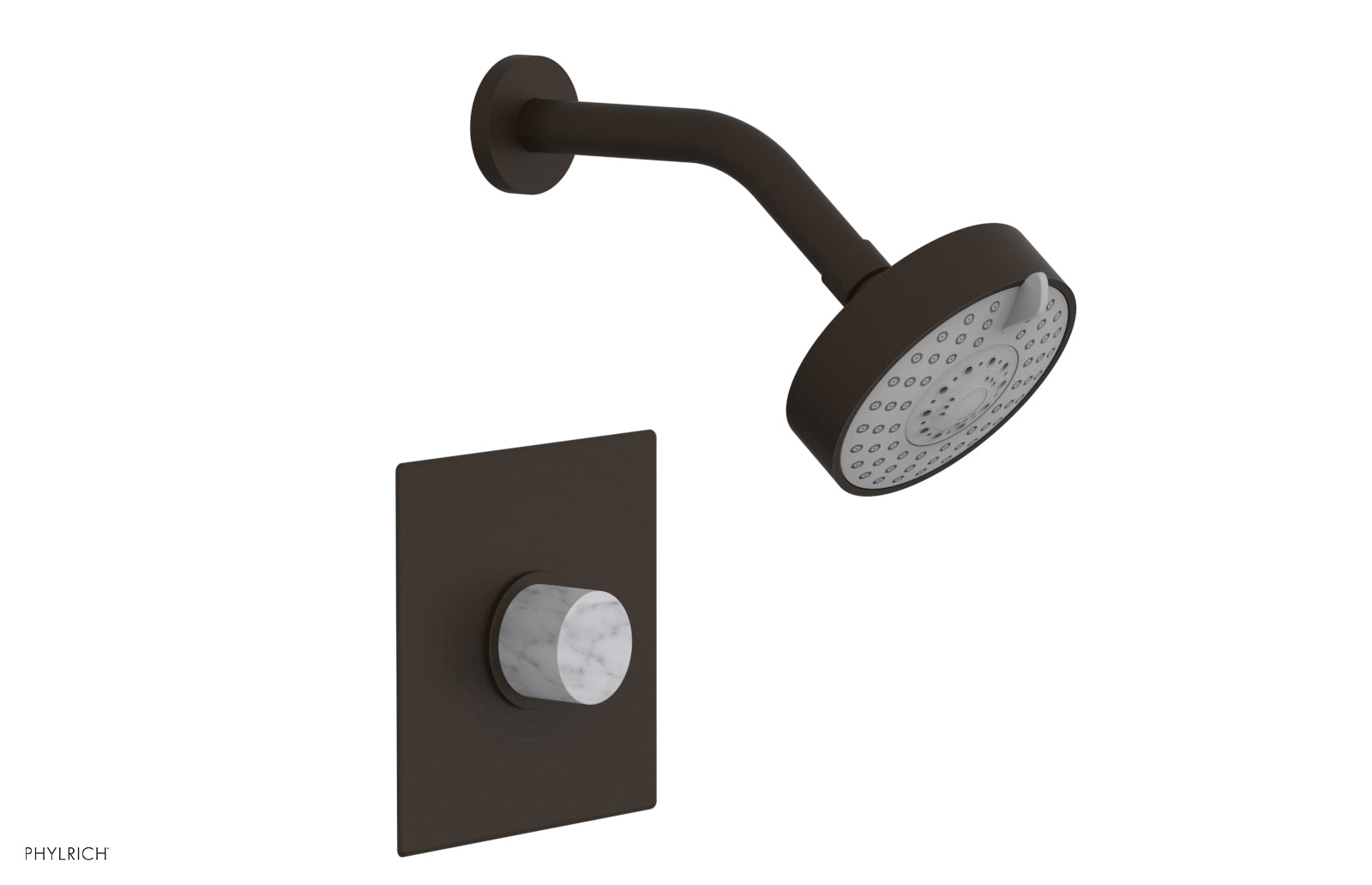 BASIC II Pressure Balance Shower Set with White Marble Handle - 230S 23 Series - Perfect for Modern Bathroom Renovation & Spa-Like Shower Experience
