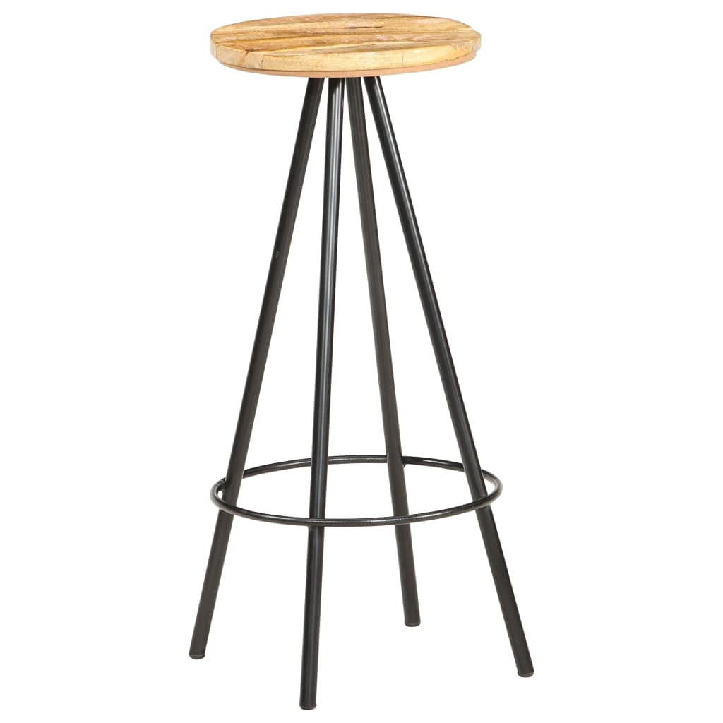 2-Pack Solid Rough Mango Wood Bar Stools - Rustic Kitchen Counter, Pub & Dining Room Chairs for Indoor Use - Perfect for Breakfast Nook, Home Bar & Restaurant Seating
