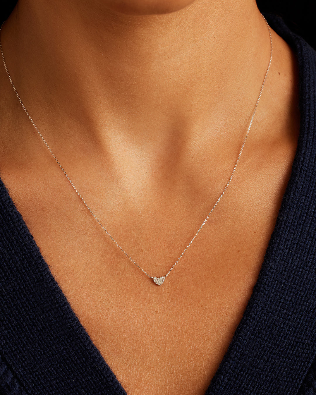 14K Gold Diamond Pavé Mini Heart Necklace for Women - Elegant Valentine's Day Gift, Anniversary Present & Everyday Jewelry