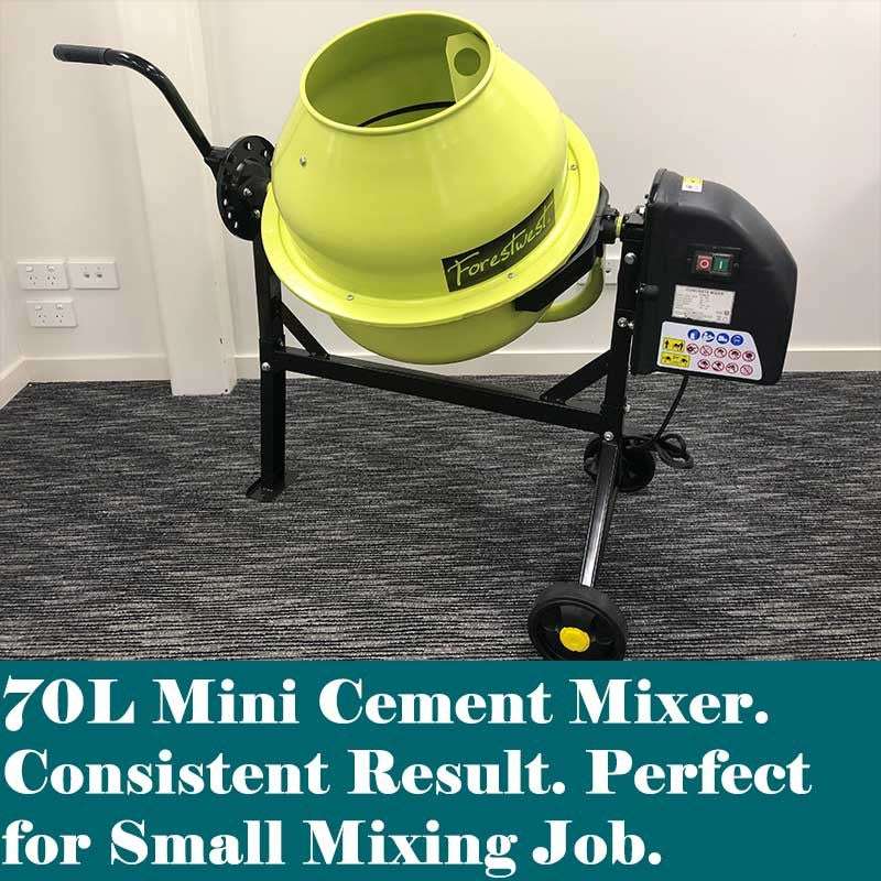 Forestwest 70L Portable Cement Mixer 220W Electric Concrete Mixer BM685 - Perfect for DIY Projects, Construction Sites, and Home Renovations
