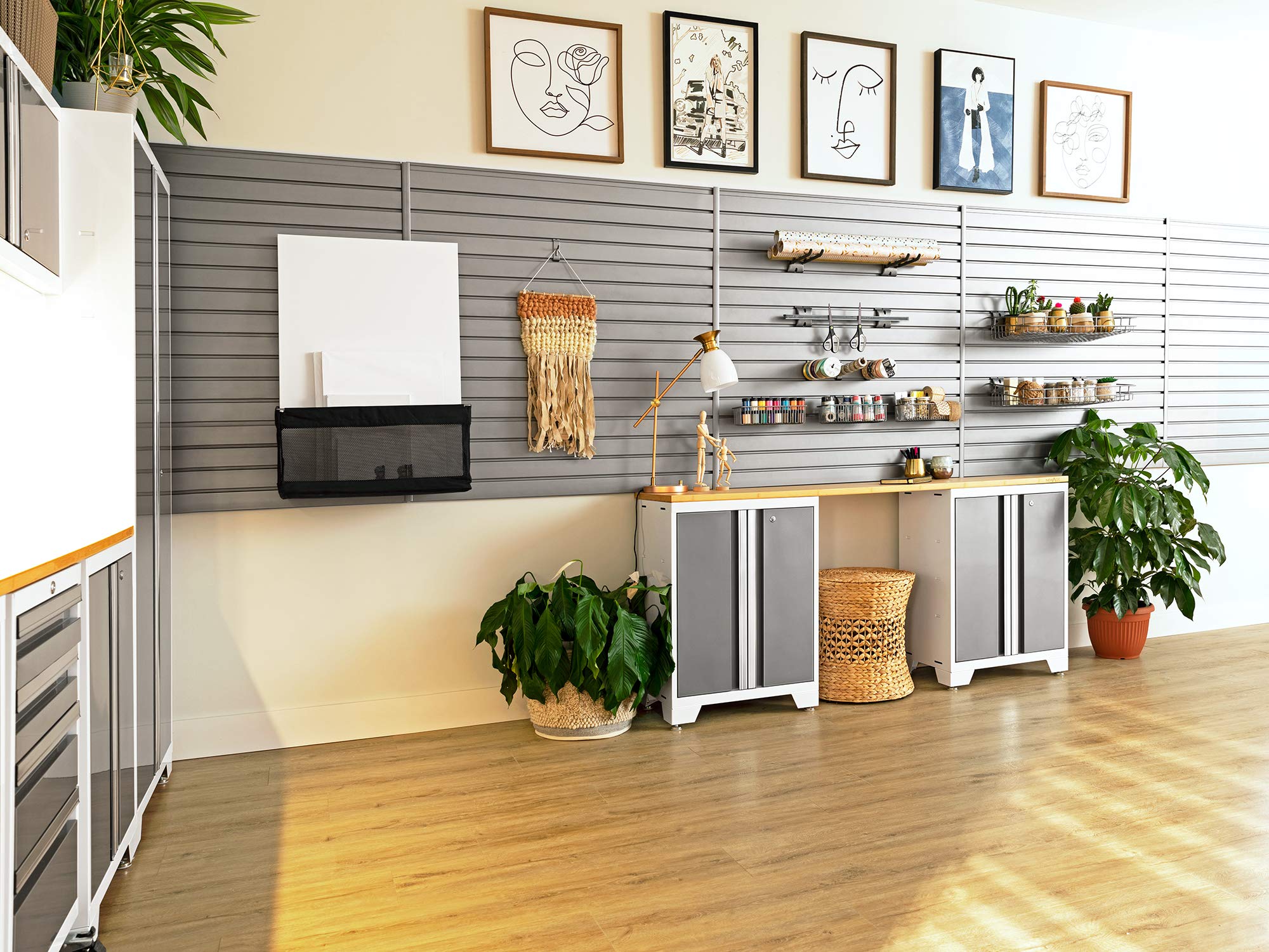 NewAge Products Bold Series White 9-Piece Garage Cabinet Set (Model 55392) - Heavy-Duty Storage for Tools & Equipment | Perfect for Home Garage Organization & Workshop Storage