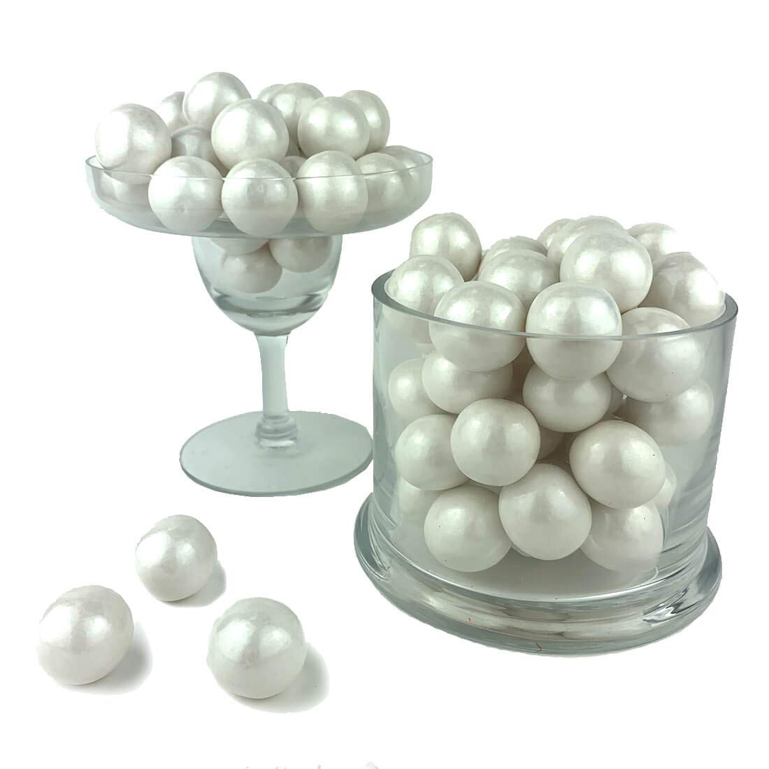 Color It Candy Shimmer White 1 Inch Gumballs - 2 Lb Bulk Bag for Weddings, Birthdays, Candy Buffets | Perfect for Party Favors, Table Centerpieces & Dessert Displays | Great for DIY Decorations, Sweet Tables & Event Styling