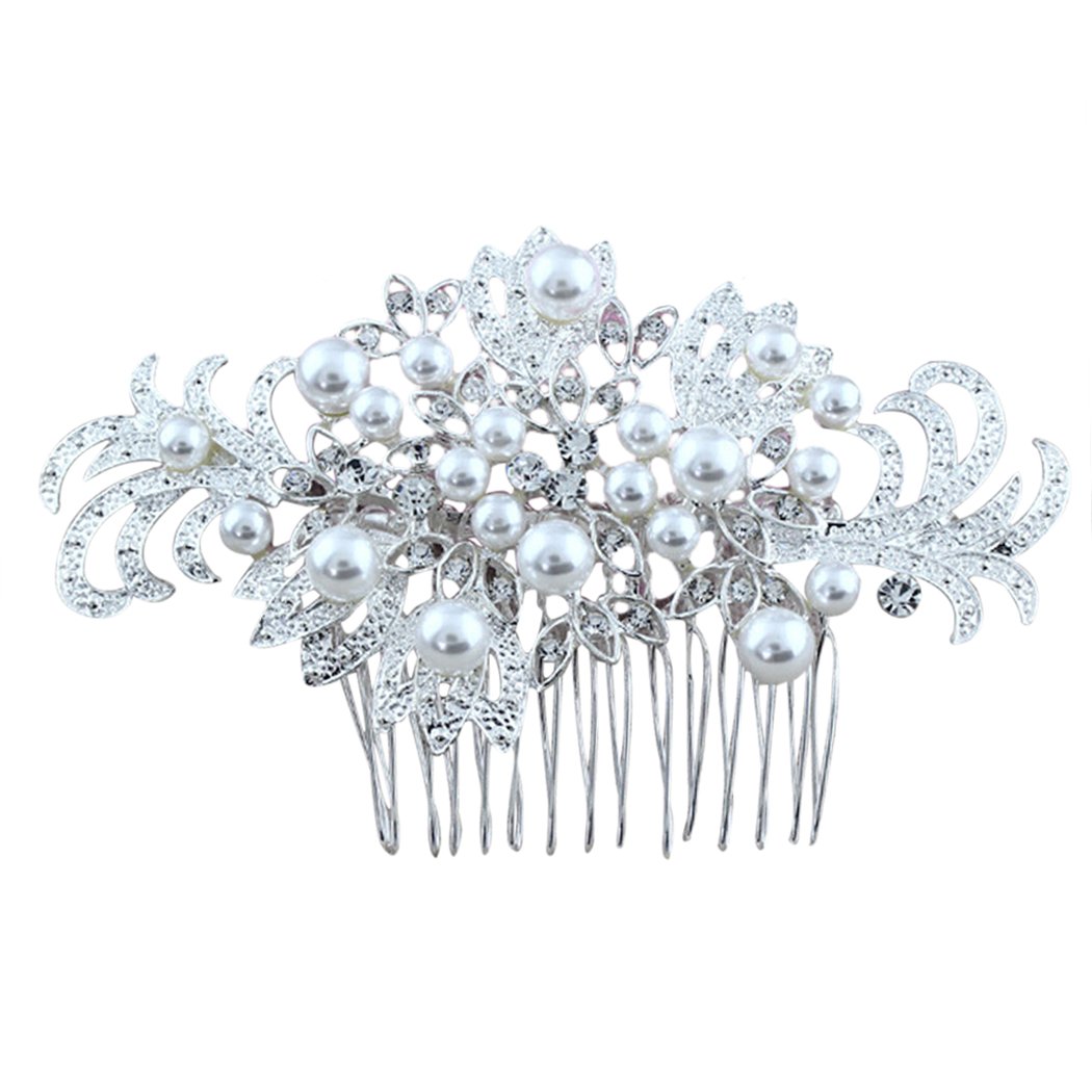 Elegant Rhinestone Pearl Wedding Hair Comb - Bridal Hair Clip for Women, Perfect for Bridal Showers, Weddings & Special Occasions